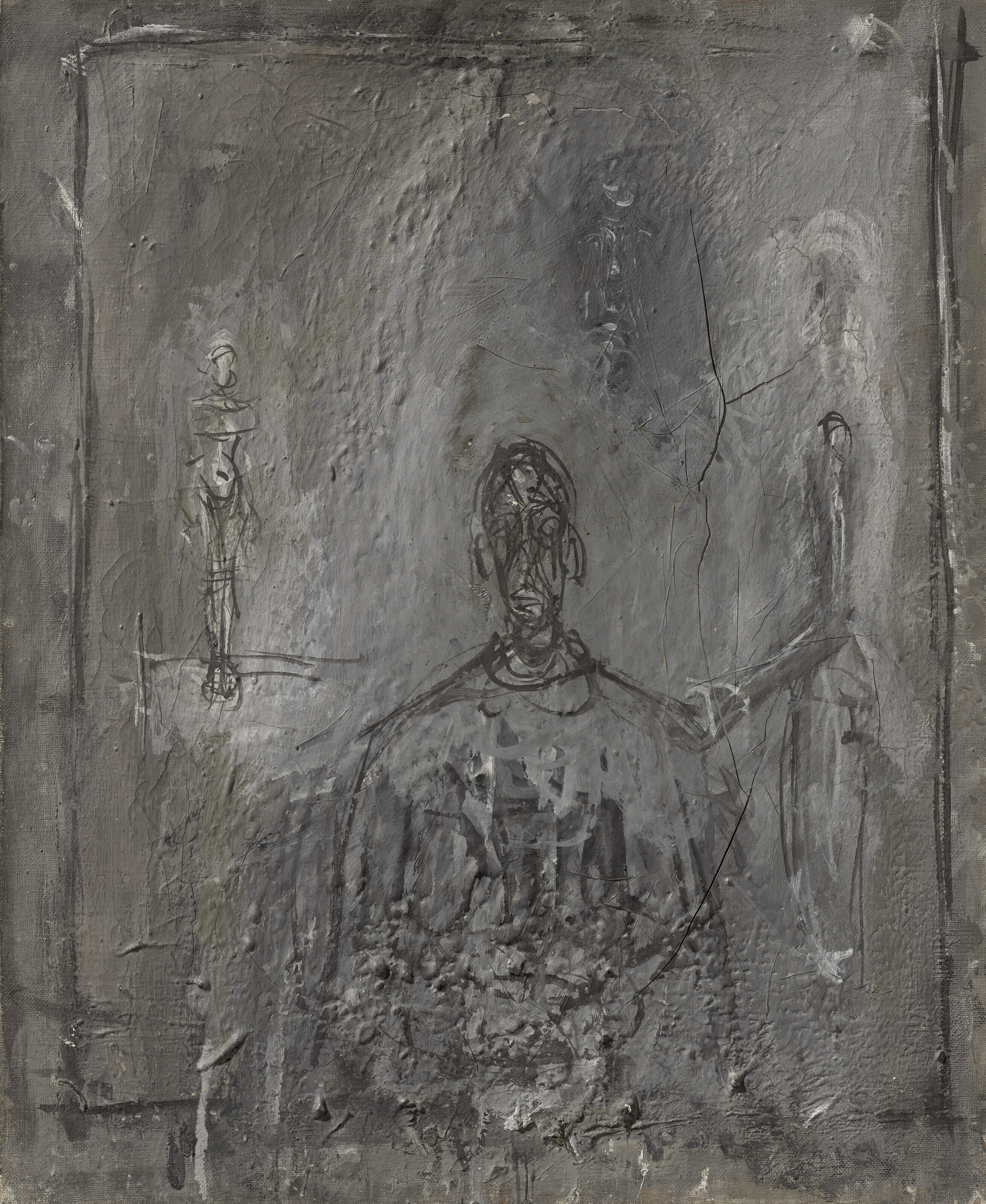 Alberto Giacometti — Бюст человека и две фигуры, лицо и профиль, изображение 1