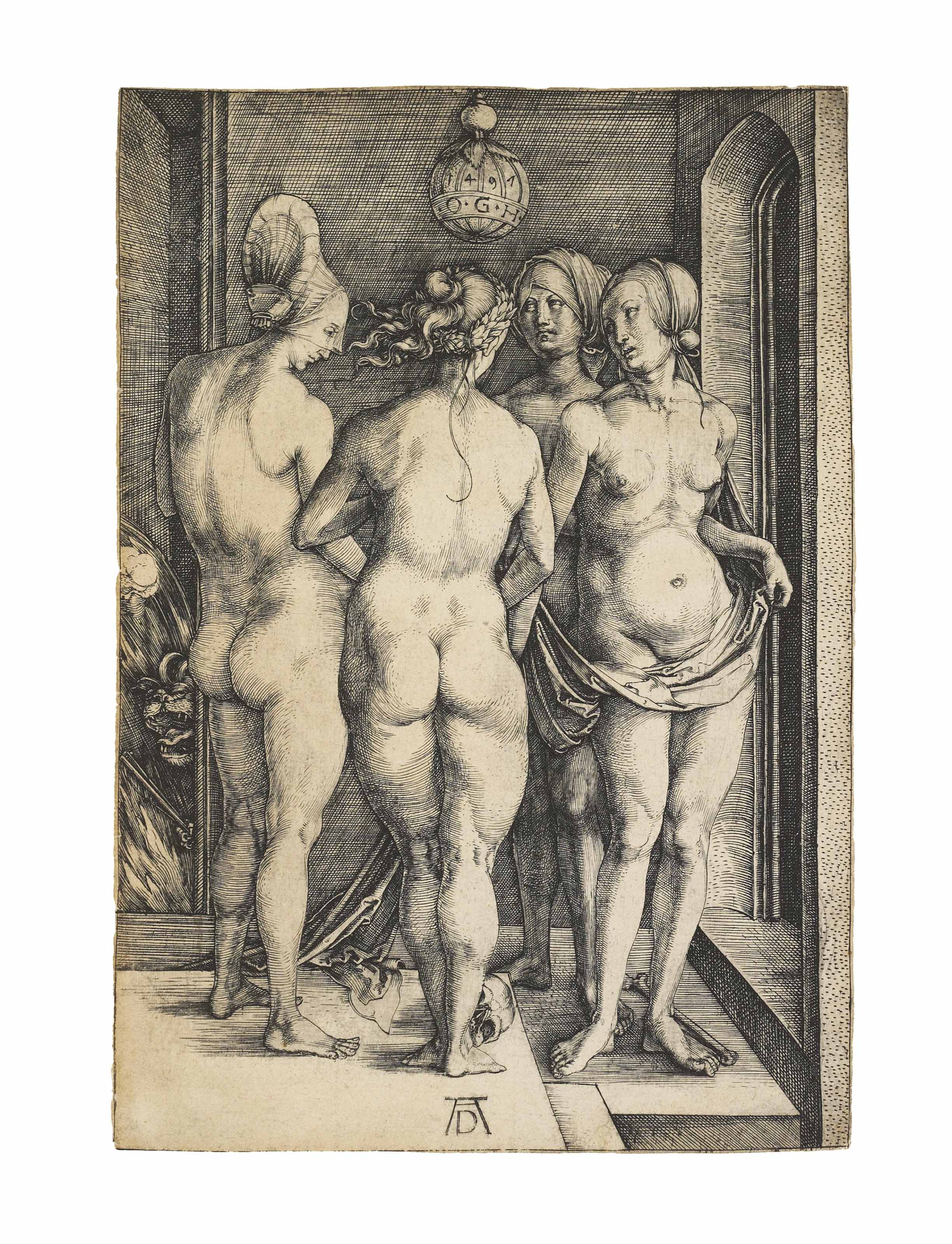 Albrecht Dürer — Четыре обнаженные женщины (Б. 75; М., зал. 69; С.М.С. 17)