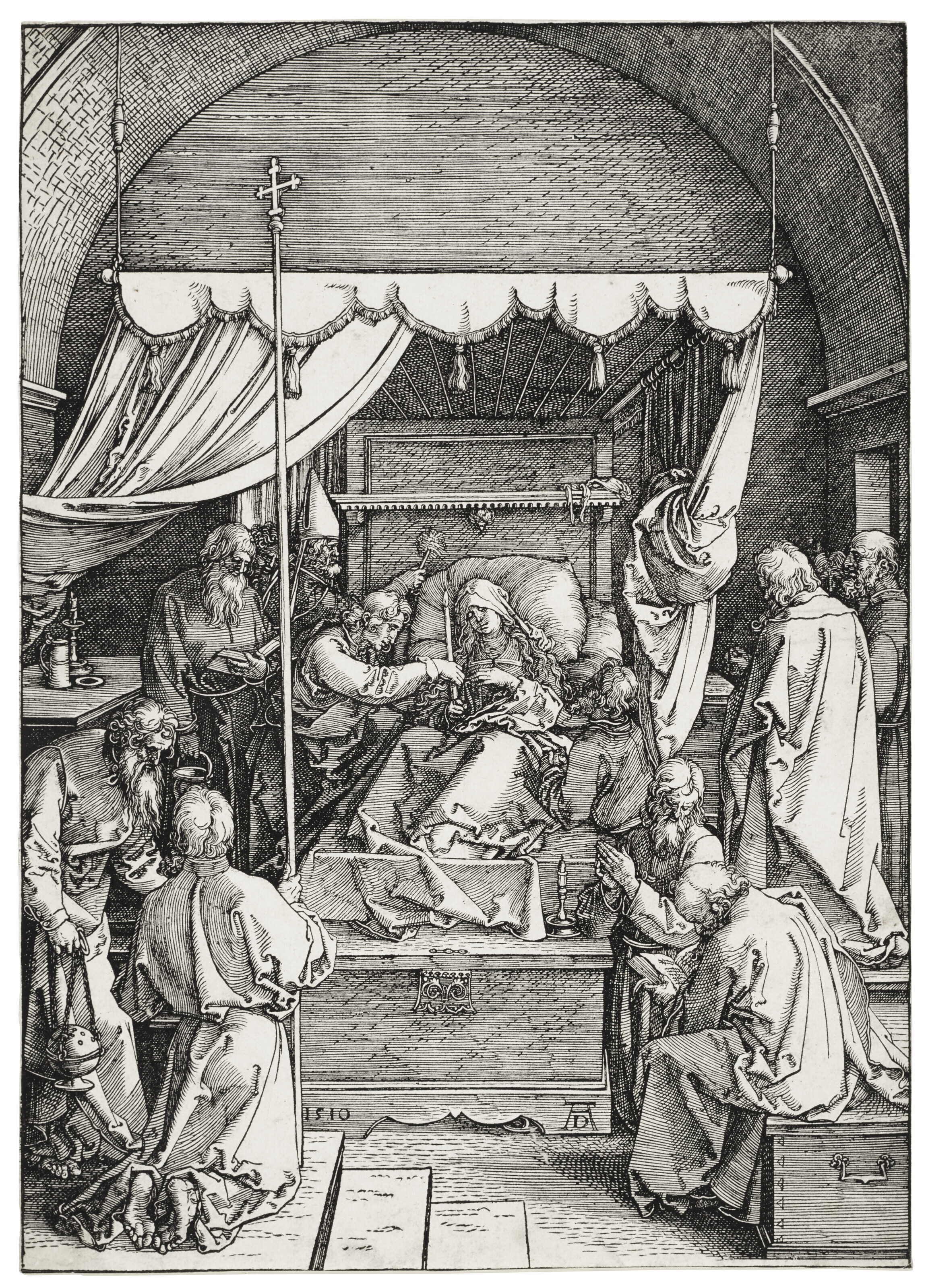 Albrecht Dürer — Смерть Пресвятой Девы, из книги "Жизнь Пресвятой Девы"