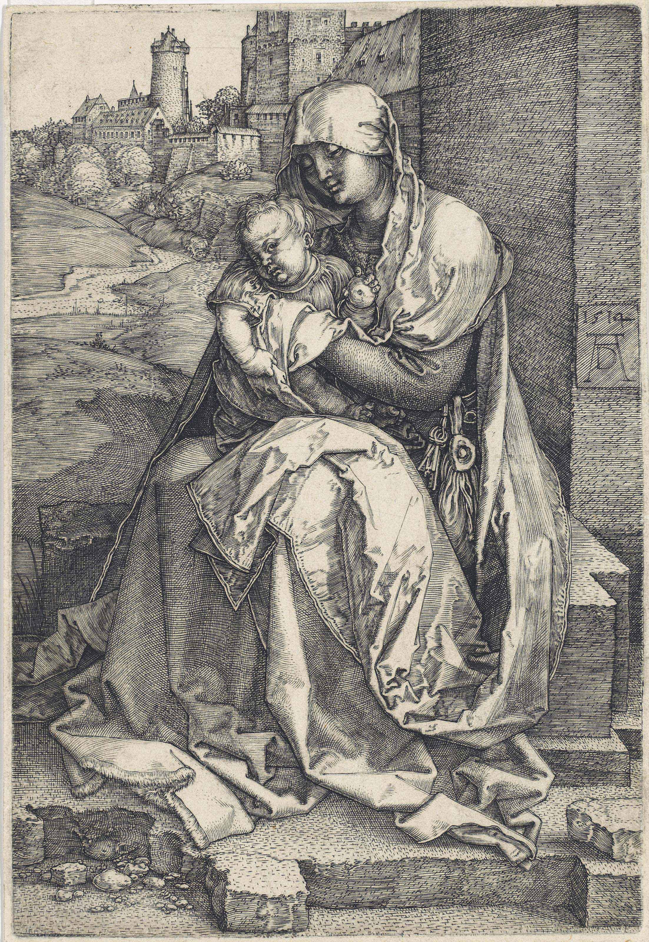 Albrecht Dürer — Богородица с младенцем у стены (Б. 40; М., Холл. 36; С.М.С. 73)