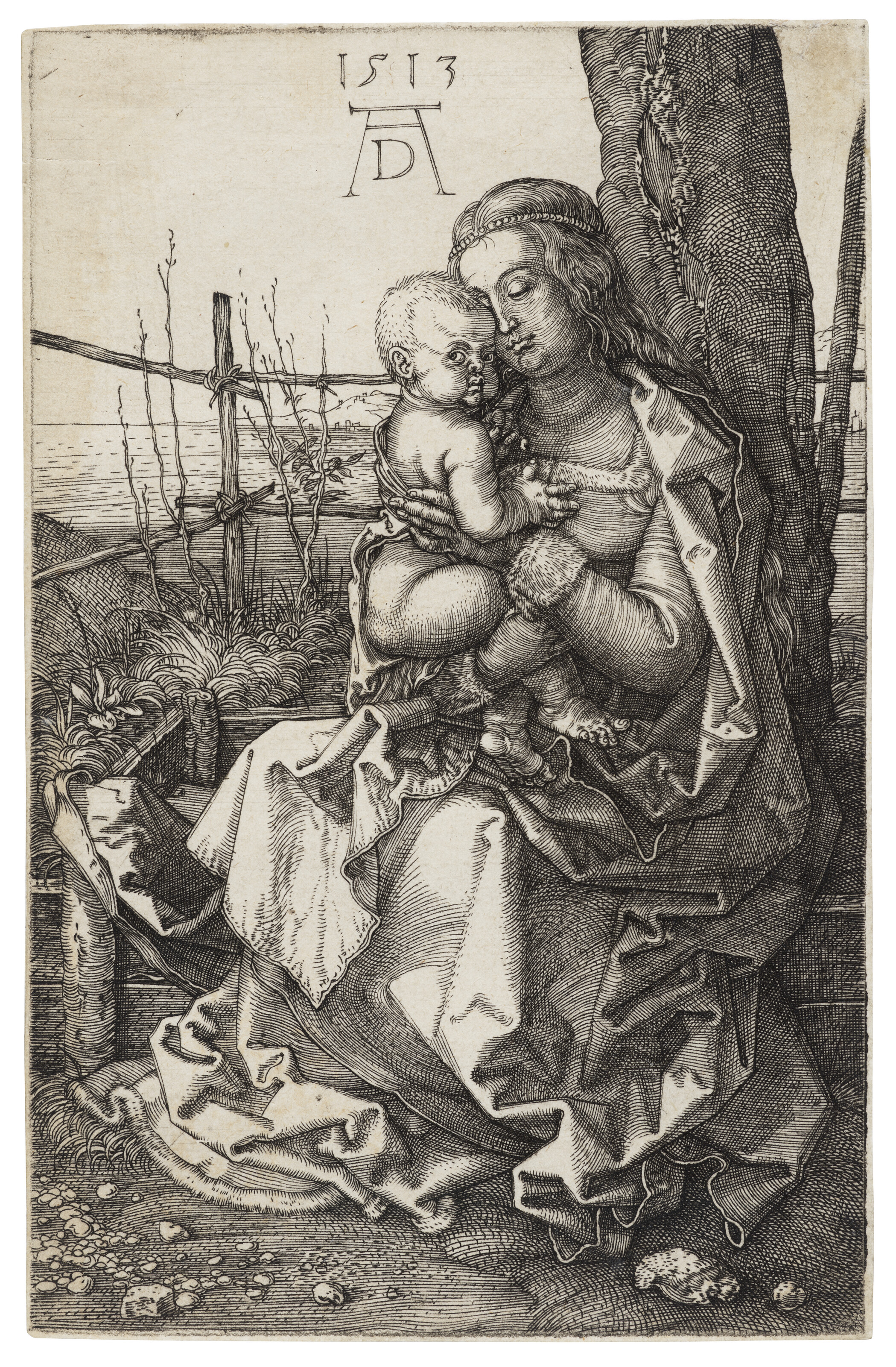 Albrecht Dürer — Богородица с Младенцем, сидящие у дерева