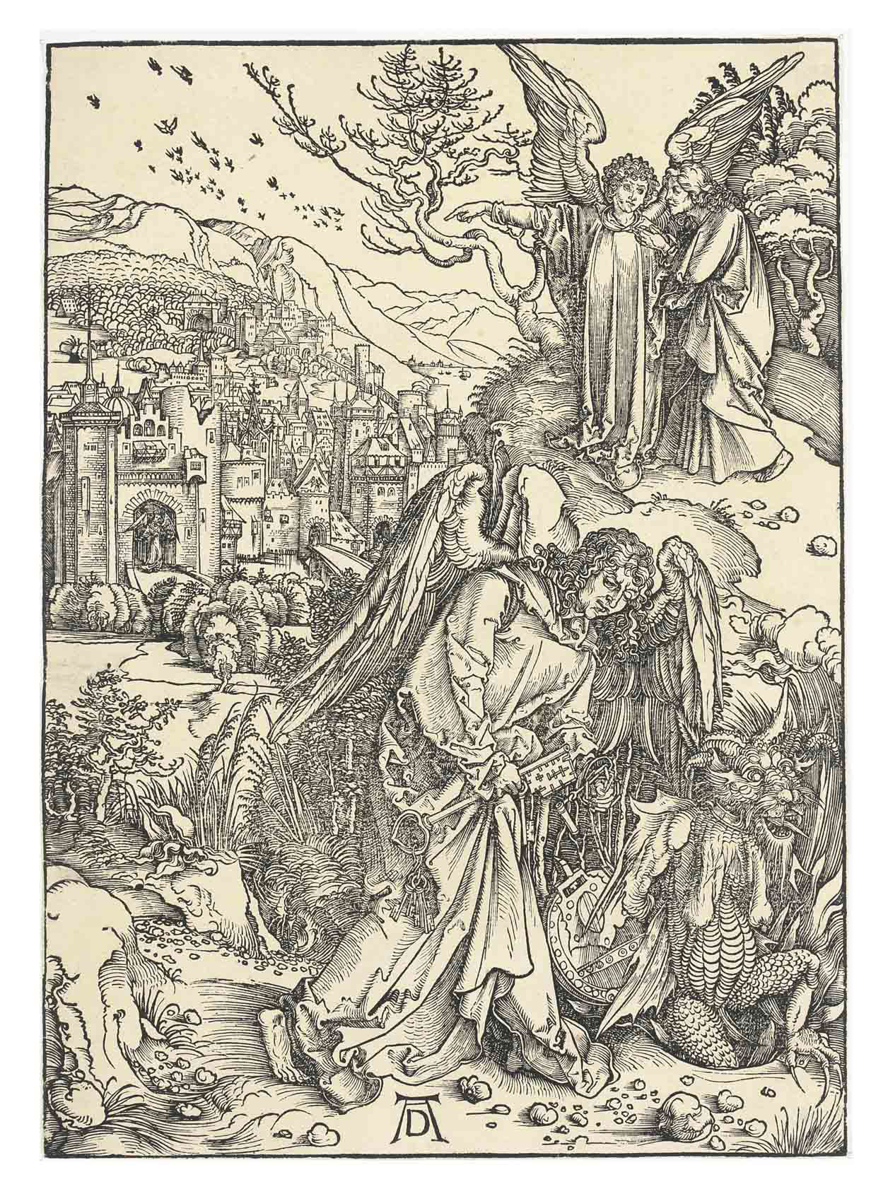 Albrecht Dürer — Ангел с ключом от Бездны, из Апокалипсиса (ч. 75; М., гл. 178; С.М.С. 126)