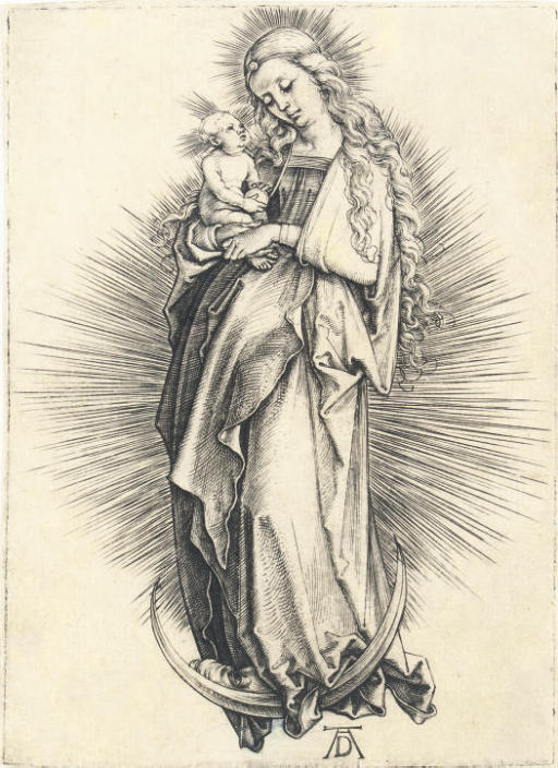 Albrecht Dürer — Богородица с младенцем на полумесяце (Б. 30; М., Зал. 29; С.М.С. 24)