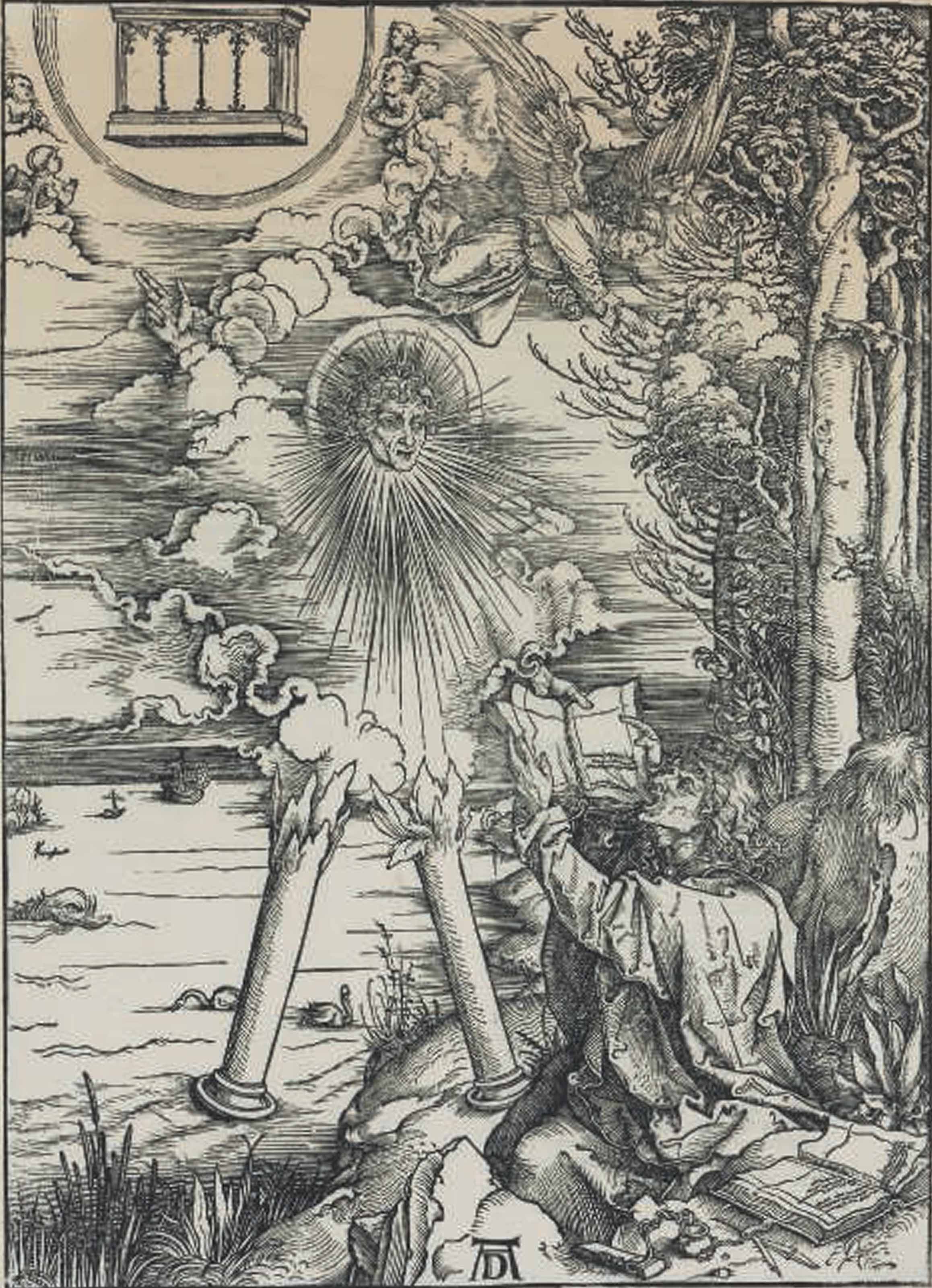 Albrecht Dürer — Святой Иоанн, пожирающий книгу, из "Апокалипсиса"