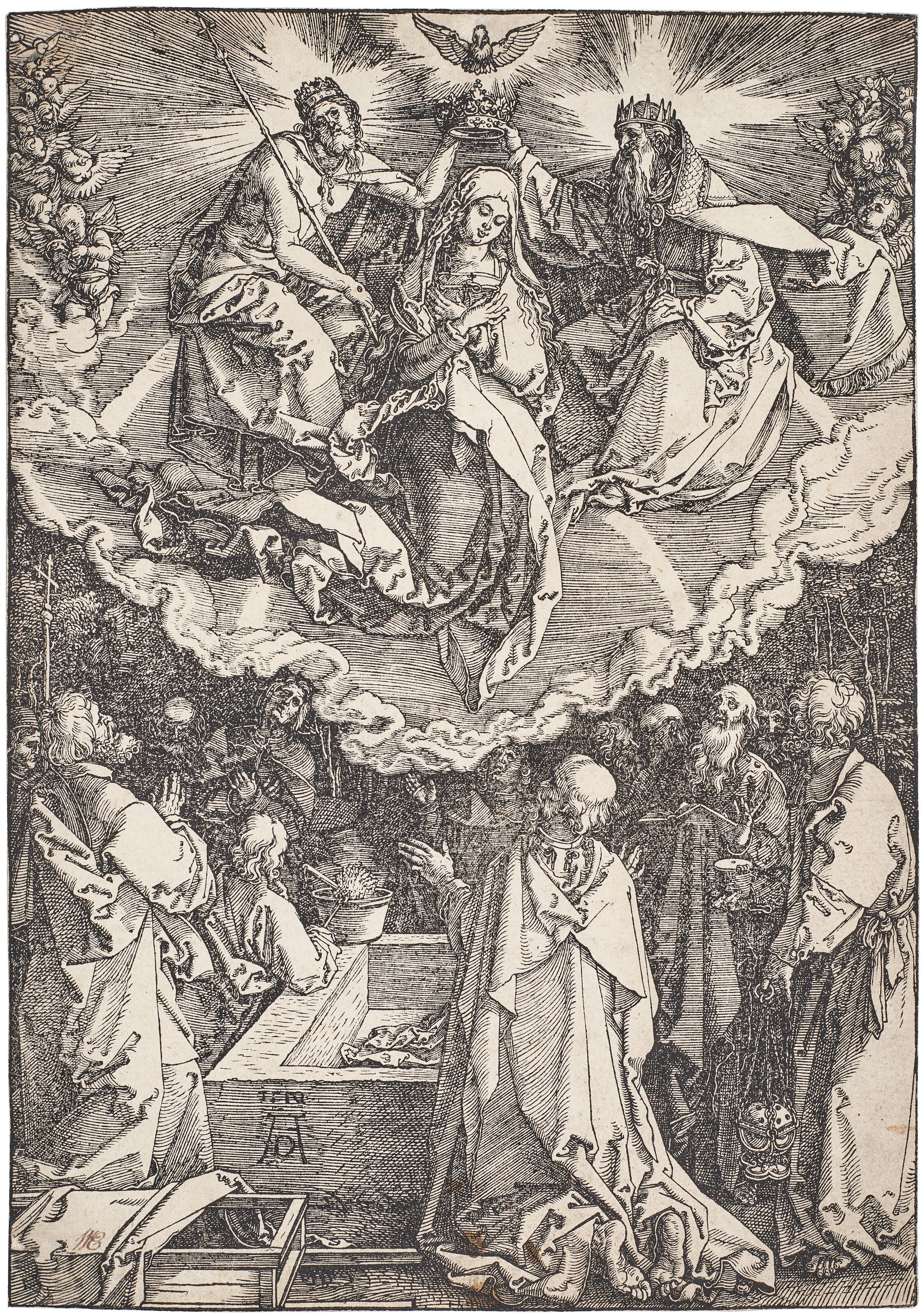 Albrecht Dürer — Успение и коронация Пресвятой Богородицы, из книги "Житие Пресвятой Богородицы", изображение 1