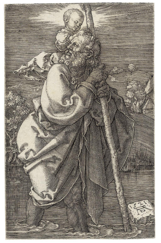 Albrecht Dürer — Святой Христофор, обращенный налево (Б. 51; М., Холл. 53; С.М.С. 93)