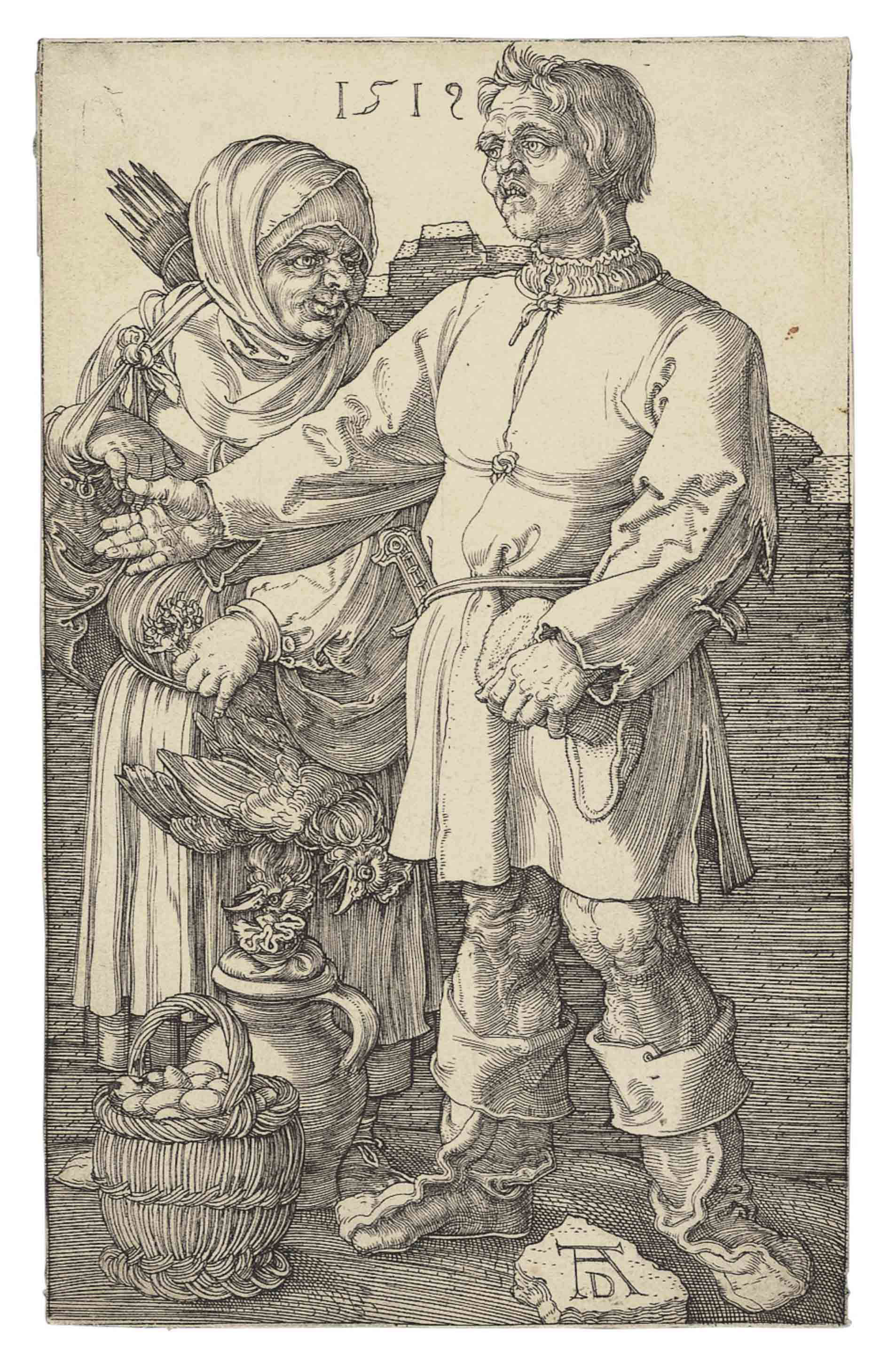Albrecht Dürer — Крестьянская пара на рынке (Б.; М., Холл. 89; С.М.С. 88)