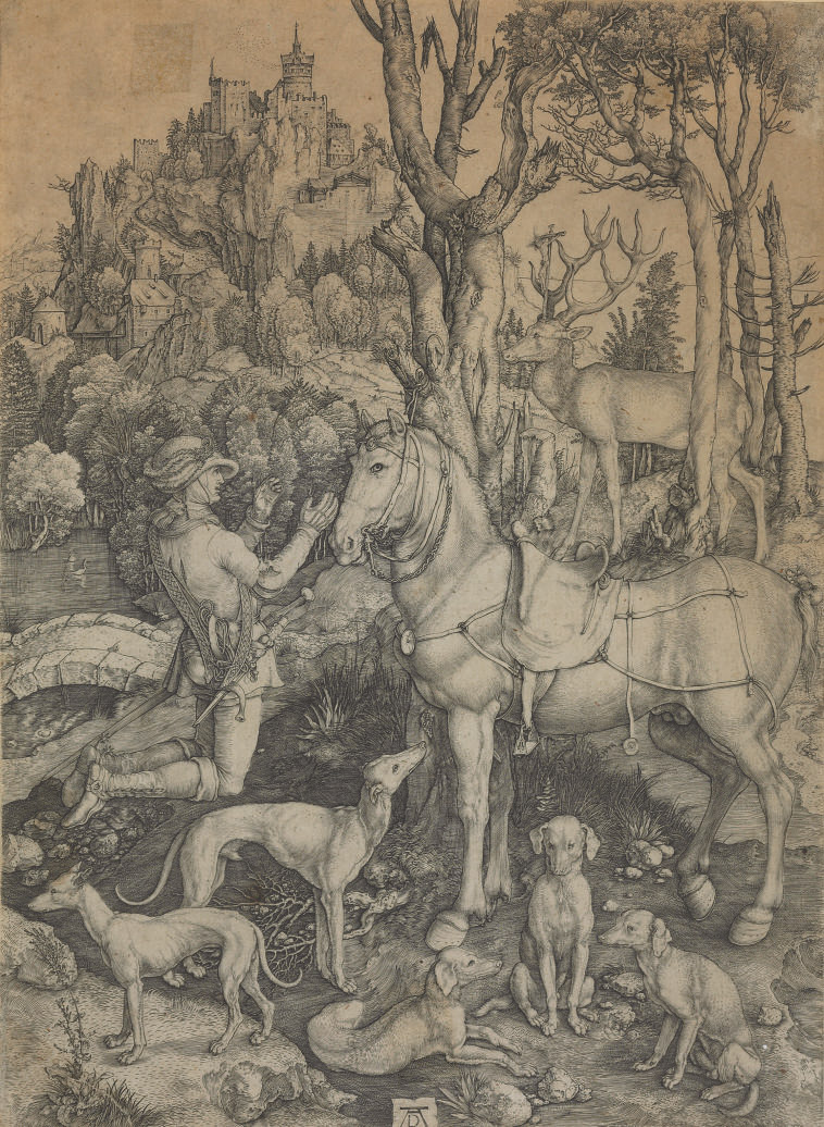 Albrecht Dürer — Сент-Юстас (Барч, 57; Медер и Холстейн, 60; Шох, Менде и Шербаум, 32)