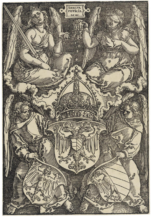 Albrecht Dürer — Герб империи и города Нюрнберга, относящийся к периоду реформации города Нюрнберг (B. 162; M., Зал. 285; S.M.S. 273.I)