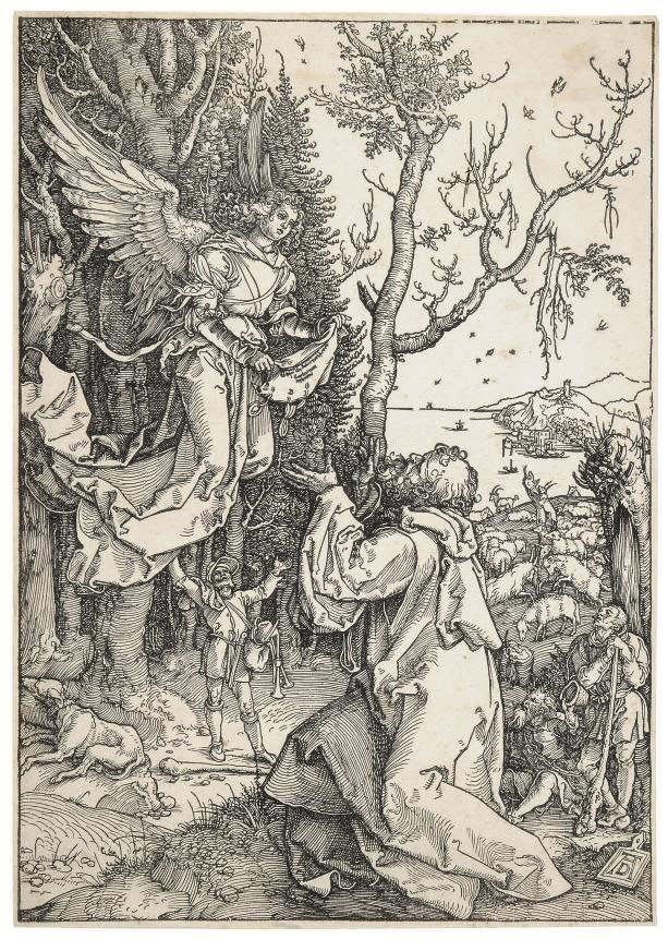 Albrecht Dürer — Иоахим и ангел, из книги "Жизнь Пресвятой Девы" (Барч, 78; Медер, Холстейн, 190)