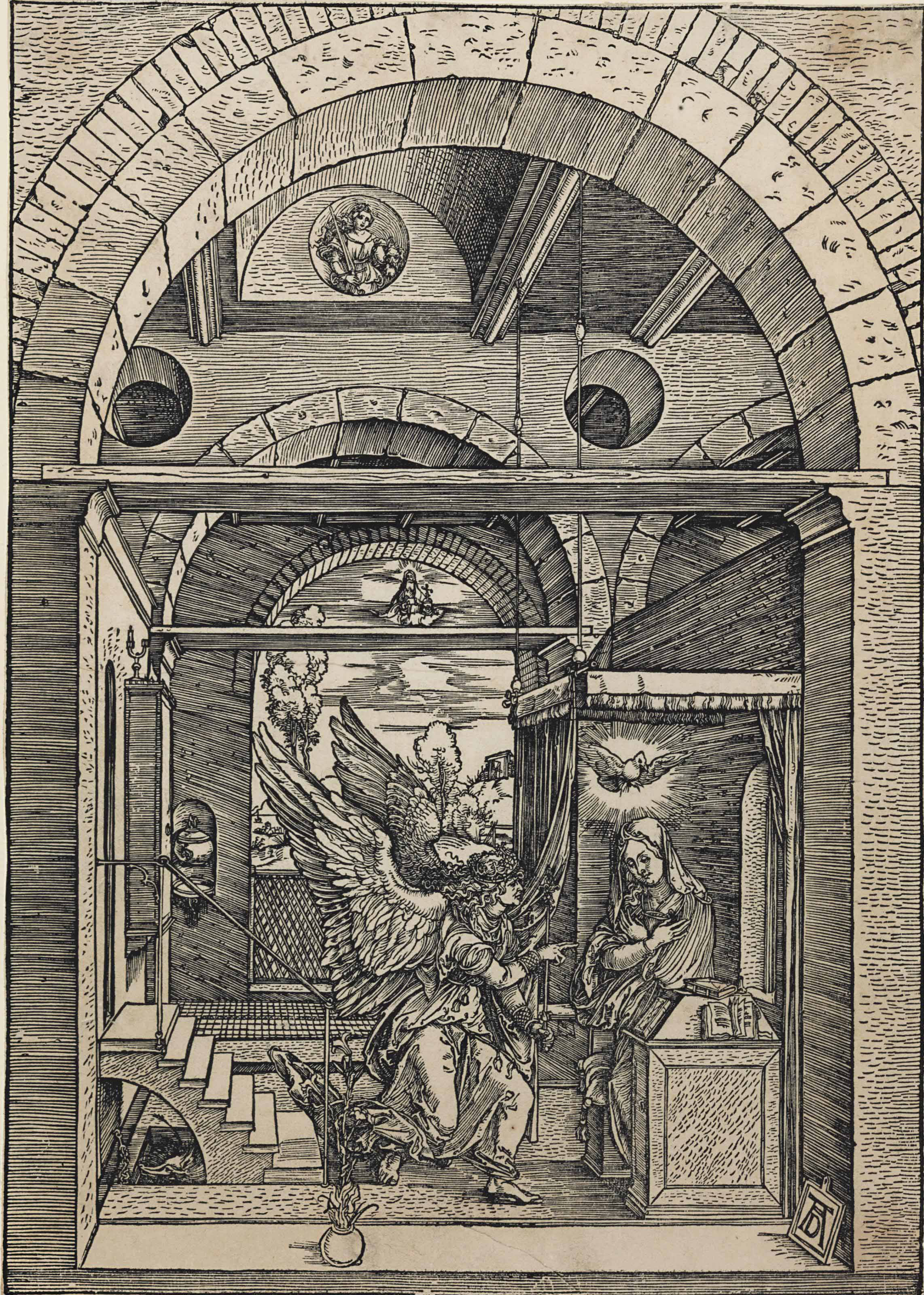 Albrecht Dürer — Благовещение, из "Жизни Богородицы" (Барч, 83; Медер, Холстейн, 195; Шох, Менде и Шербаум, 173)