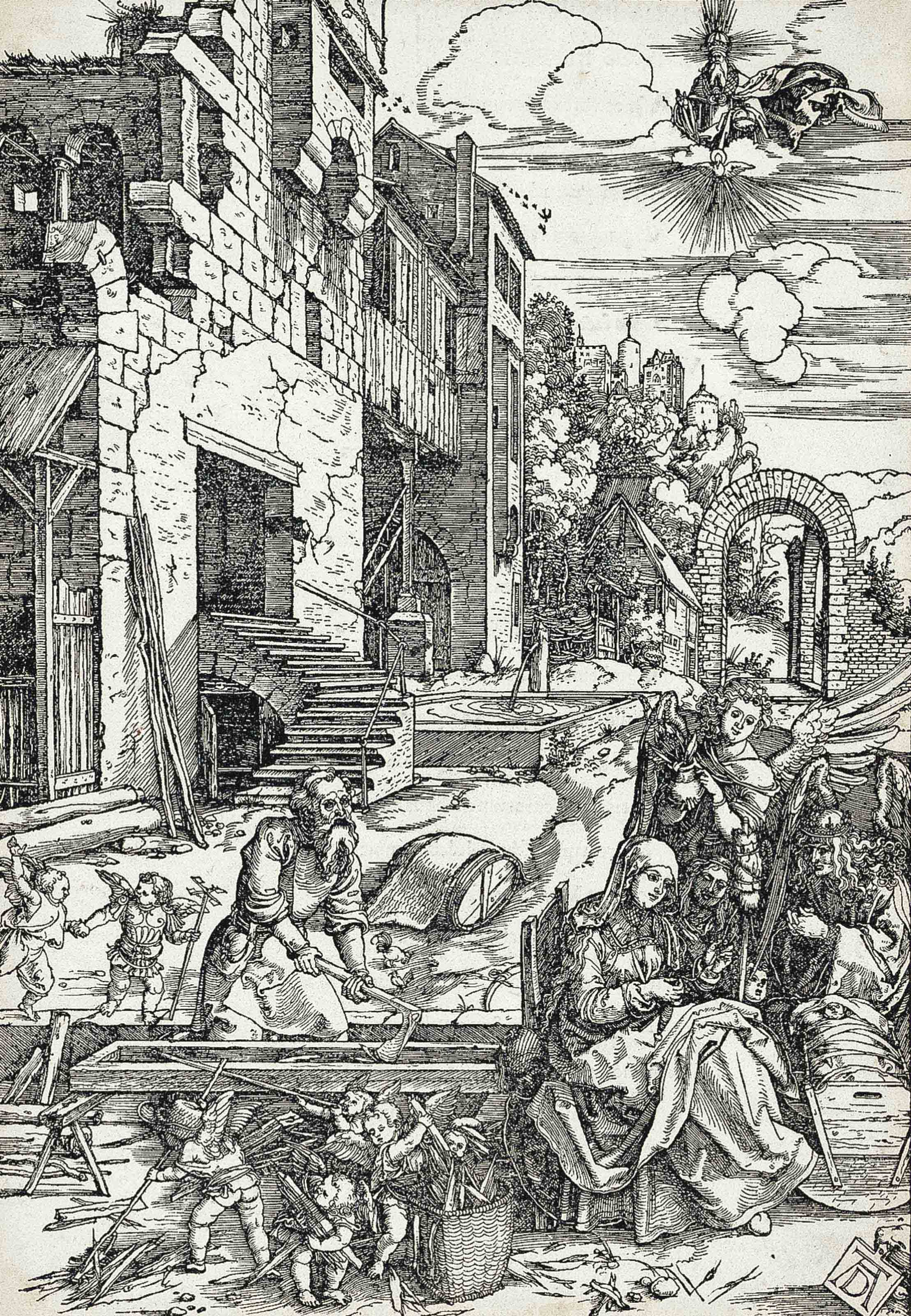 Albrecht Dürer — Пребывание Святого семейства в Египте, из книги "Жизнь Пресвятой Девы" (т. 90; М., зал. 202)
