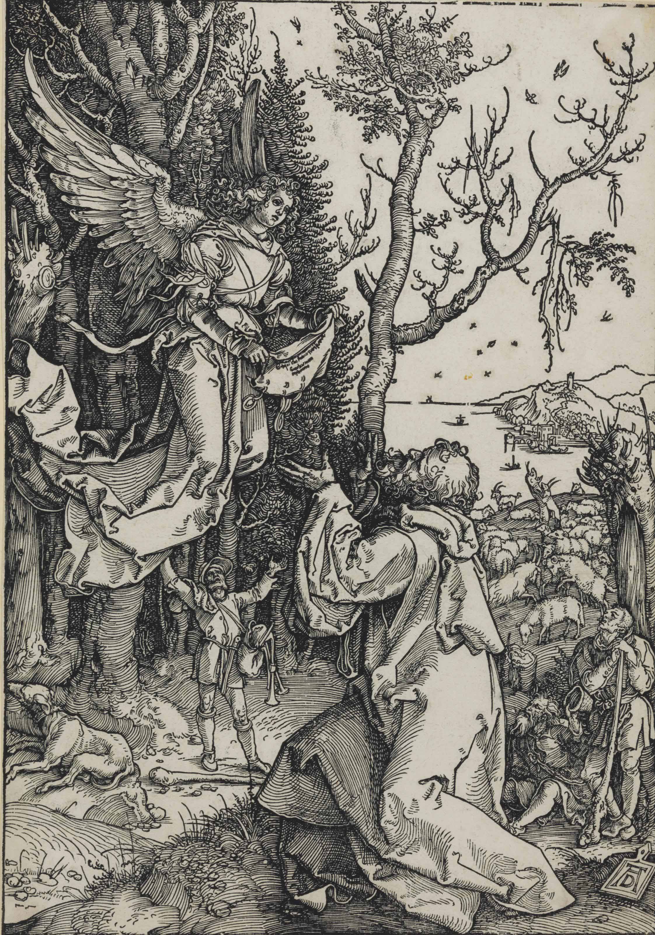 Albrecht Dürer — Иоахим и ангел, из книги "Жизнь Пресвятой Девы" (Барч, 78; Медер, Холстейн, 190; Шох, Менде и Шербаум, 168)