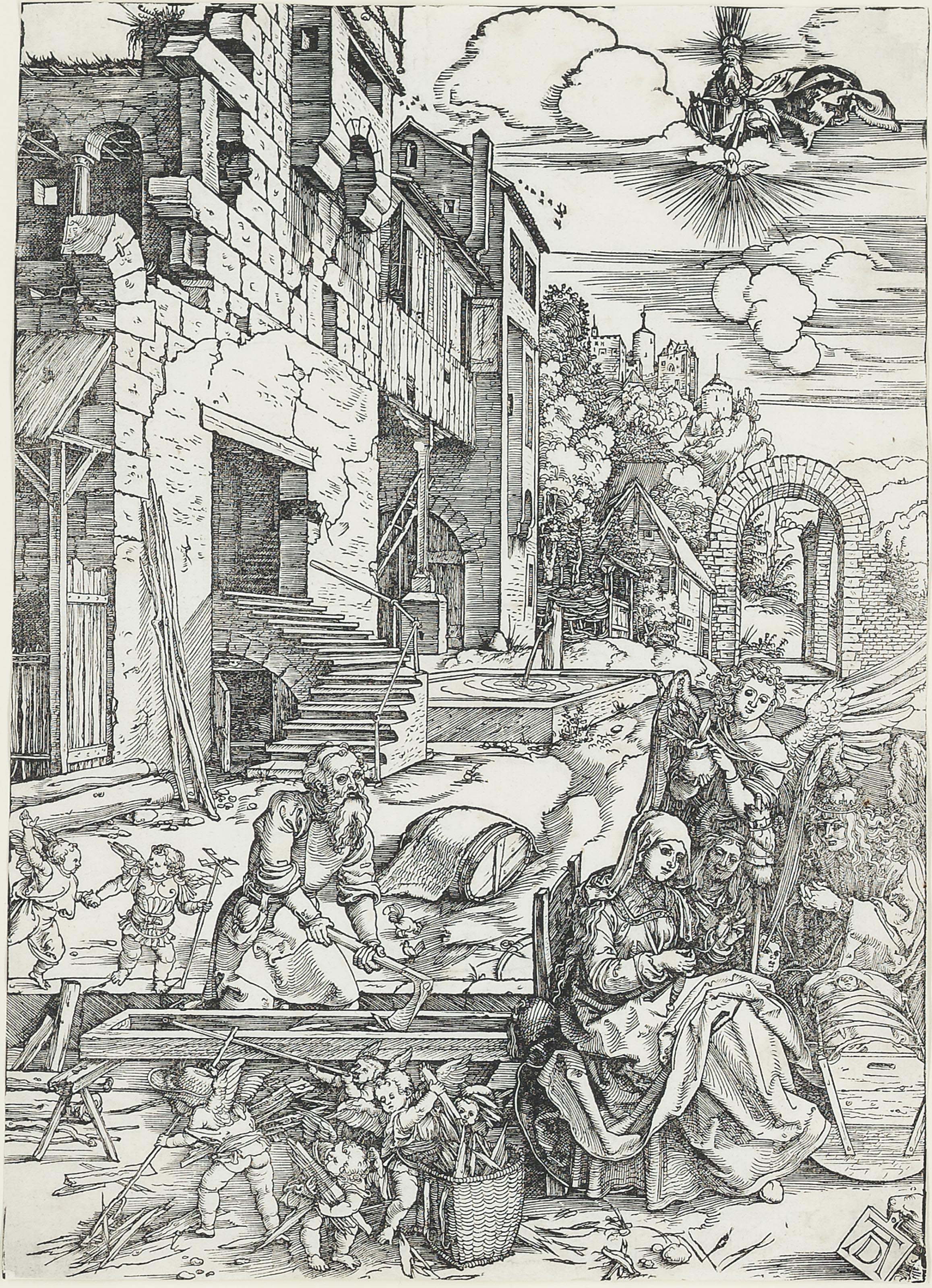 Albrecht Dürer — Святое семейство в Египте, из книги "Жизнь Пресвятой Богородицы" (Барч, 90; Медер, Холстейн, 202)