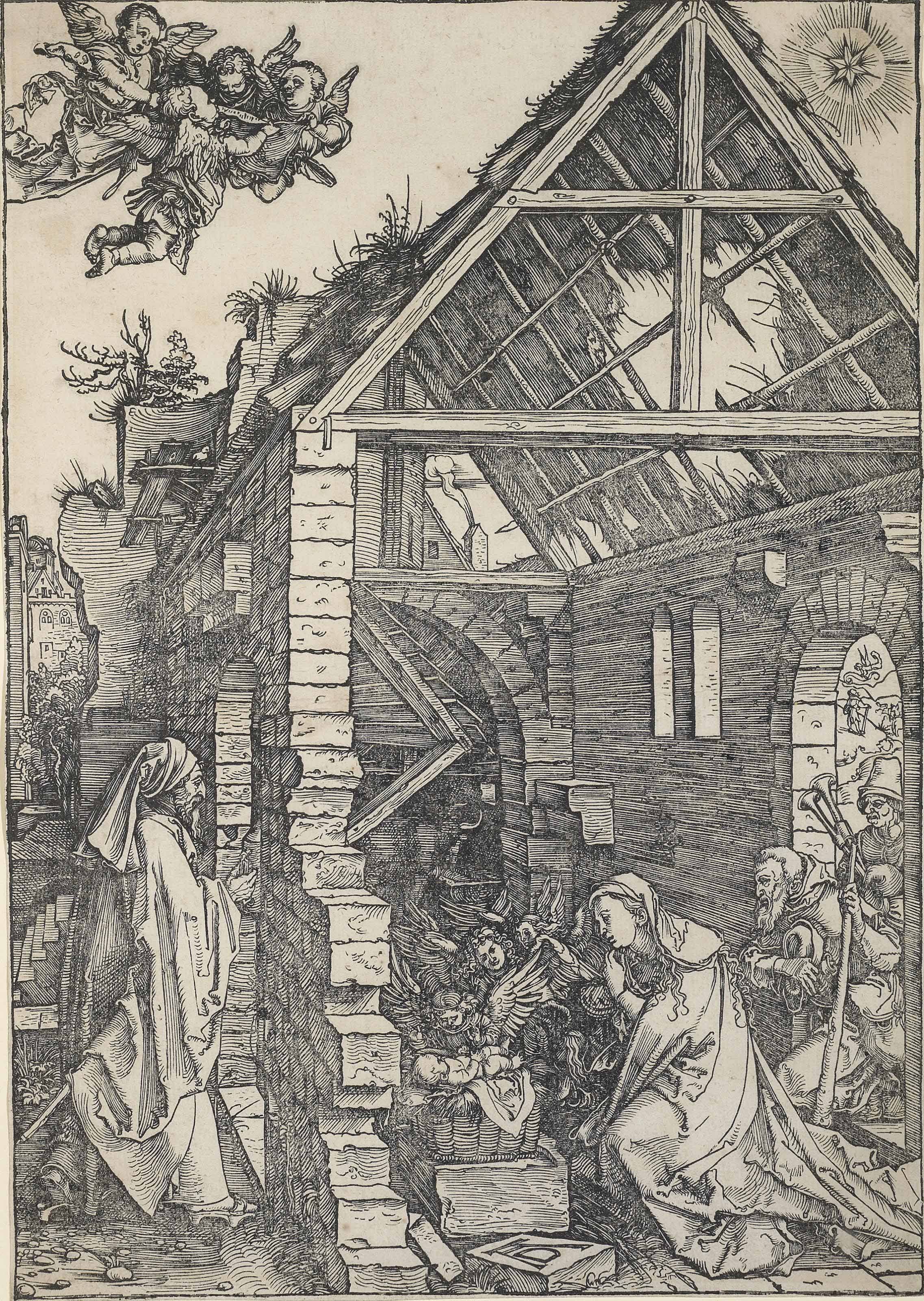 Albrecht Dürer — Рождество Христово, из "Жизни Богородицы" (Барч, 85; Медер, Холстейн, 197; Шох, Менде, Шербаум, 175)
