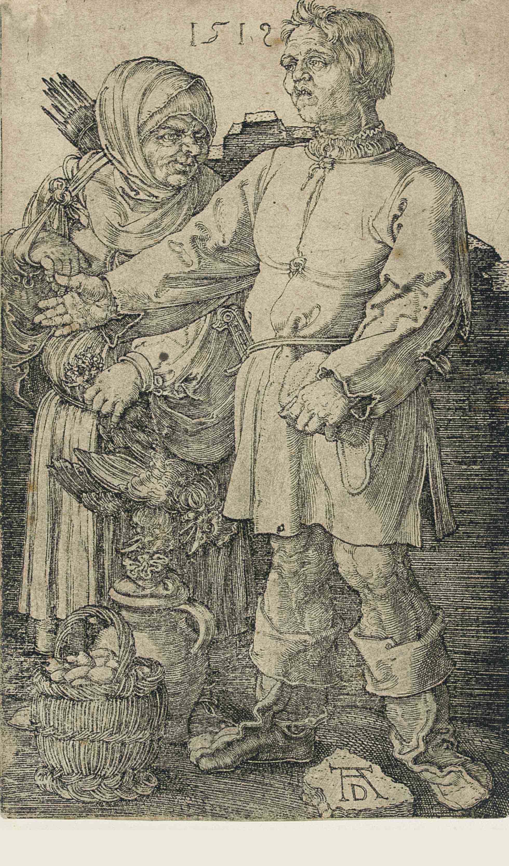 Albrecht Dürer — Крестьянская пара на рынке (Б., М., Холл. 89; С.М.С. 88)