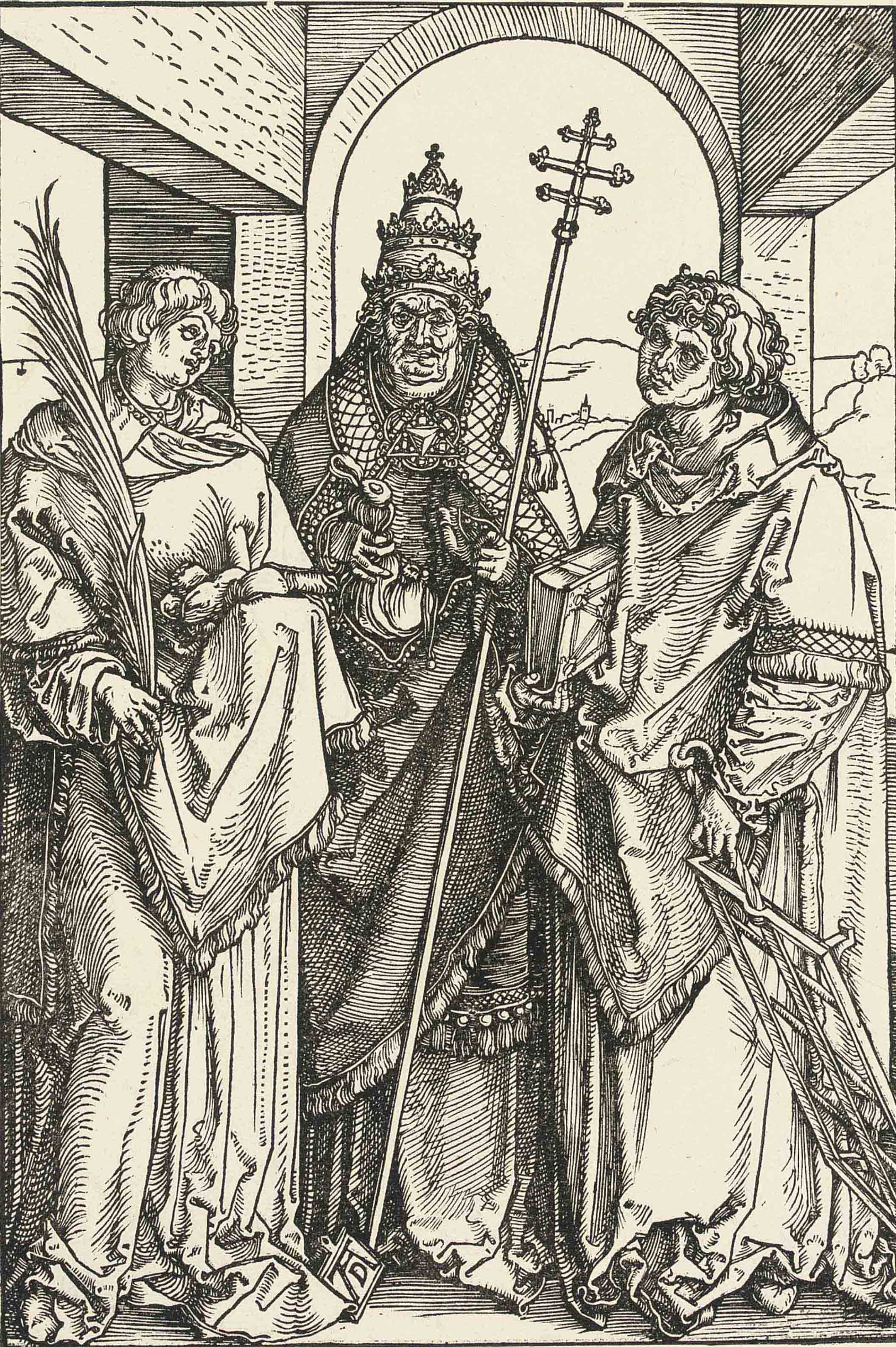 Albrecht Dürer — Святые Стефан, Сикст и Лаврентий (Б. 108; М., гл. 235; С.М.С. 140)