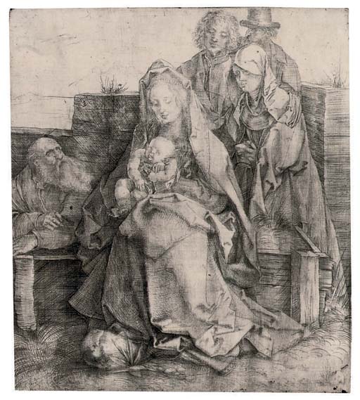 Albrecht Dürer — Святое семейство со святыми Иоанном, Магдалиной и Никодимом (Б. 43; М., Зал. 44; С.М.С. 66)