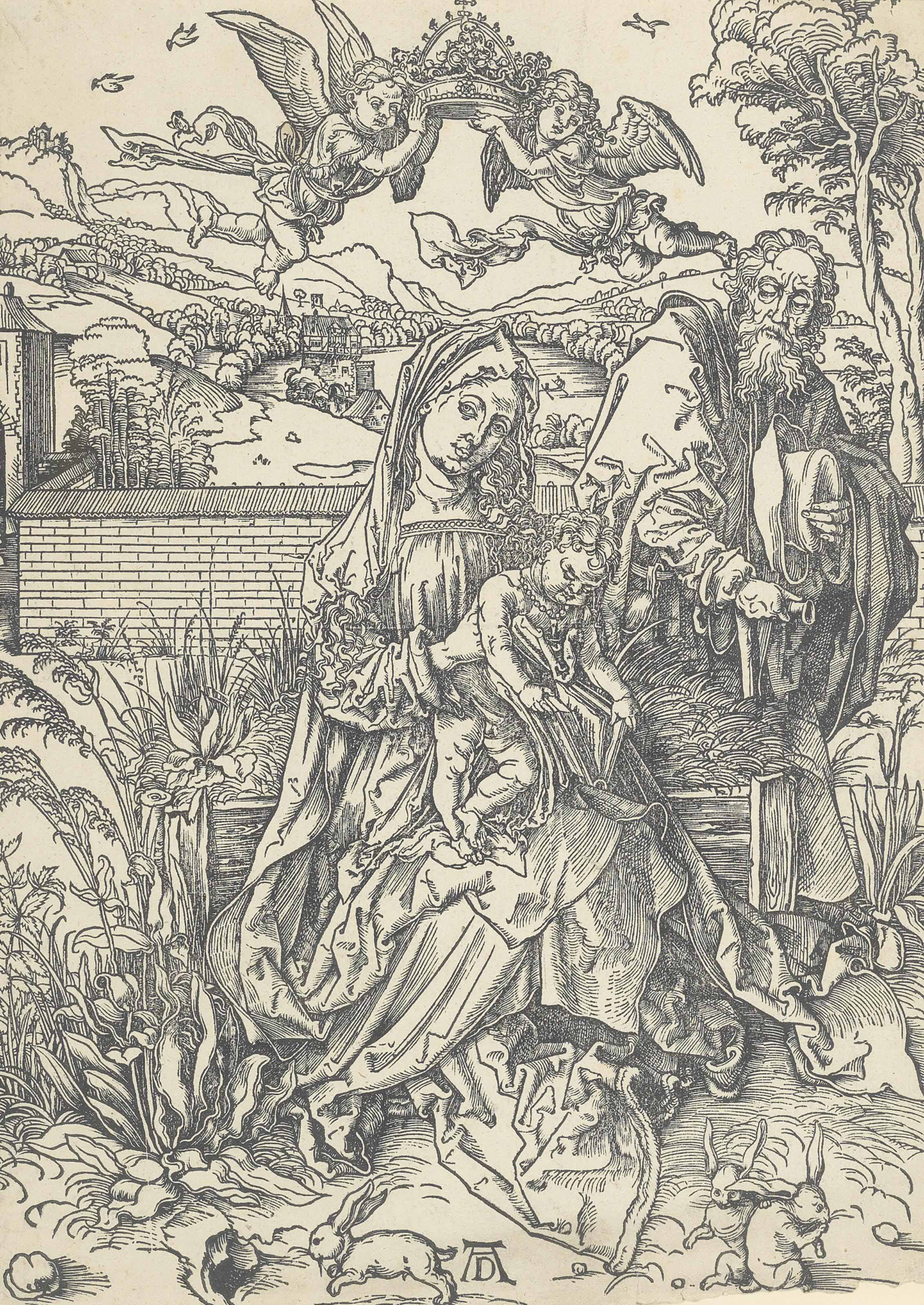 Albrecht Dürer — Святое семейство с тремя зайцами (Барч, 102; Медер, Холстейн, 212; Шох, Менде и Шербаум, 108)