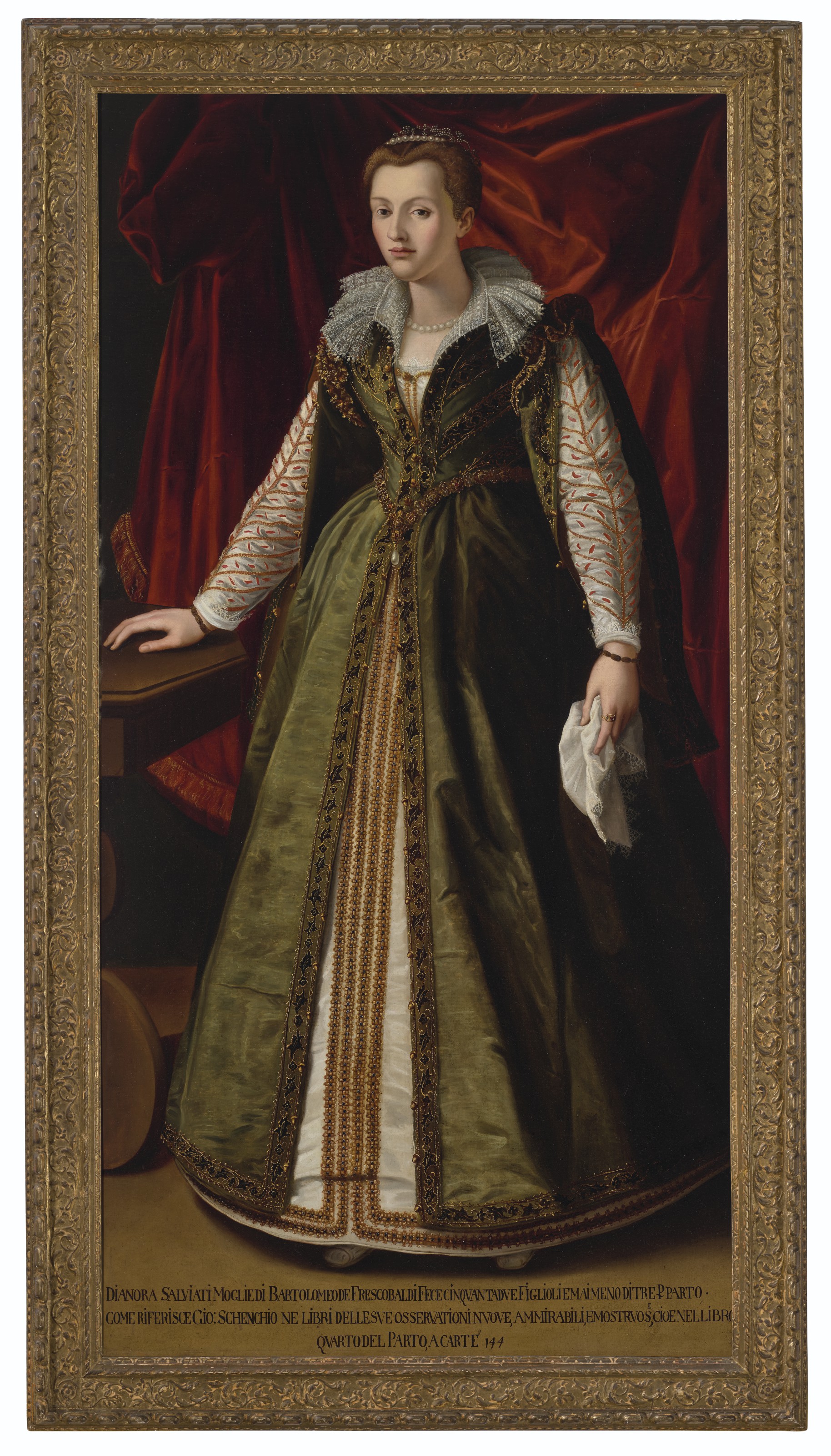 Alessandro Allori — Портрет Дианоры Сальвиати, маркизы Фрескобальди, в полный рост, изображение 4