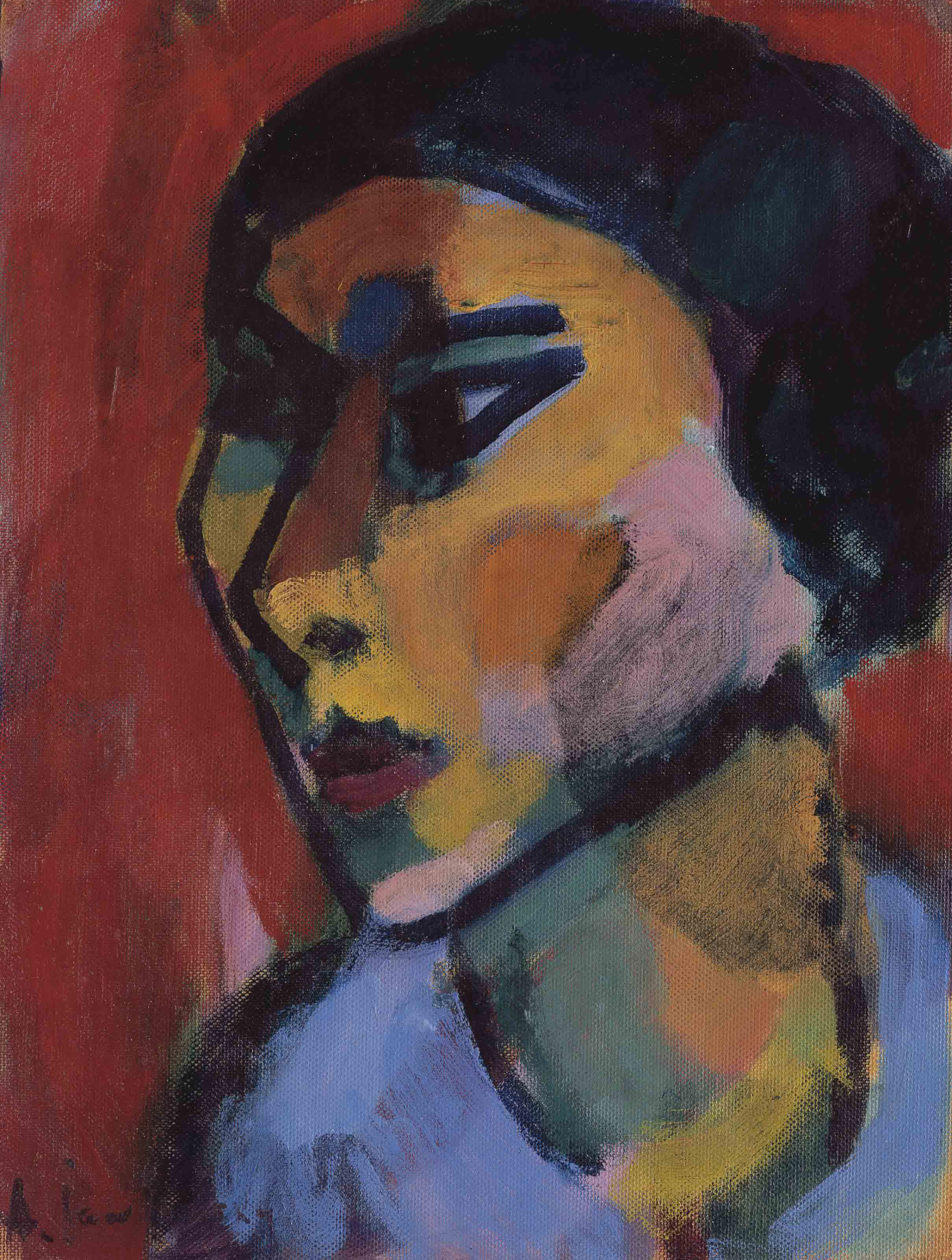 Alexej von Jawlensky — Профиль Фрауэнкопфа из дерева (прямая сторона ); Фрагмент с более крупным изменением (нижняя сторона) (оборотная сторона)