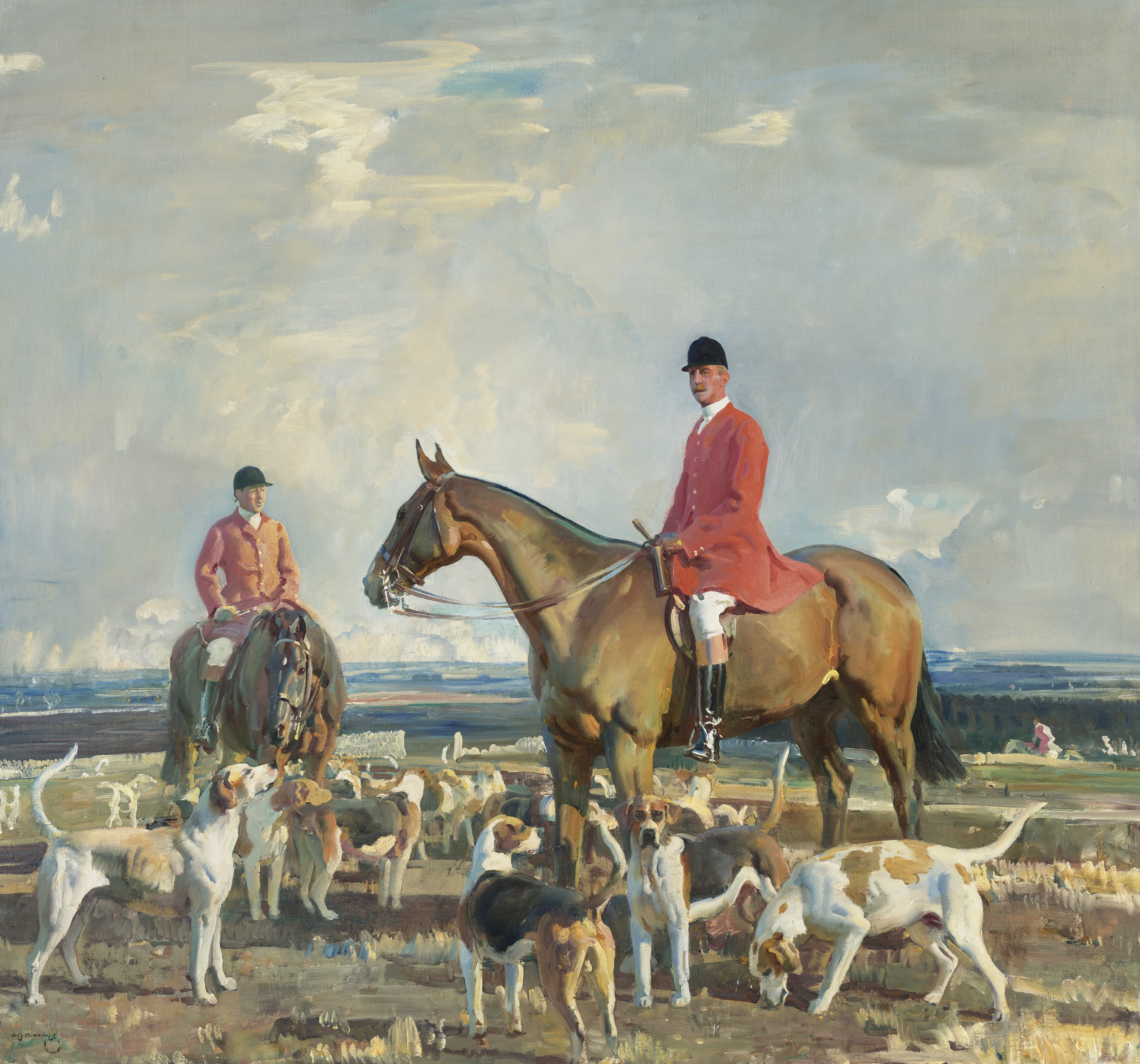 Alfred James Munnings — Седьмой граф Батерст, член Королевской семьи Великобритании, с Уиллом Буром, охотником
