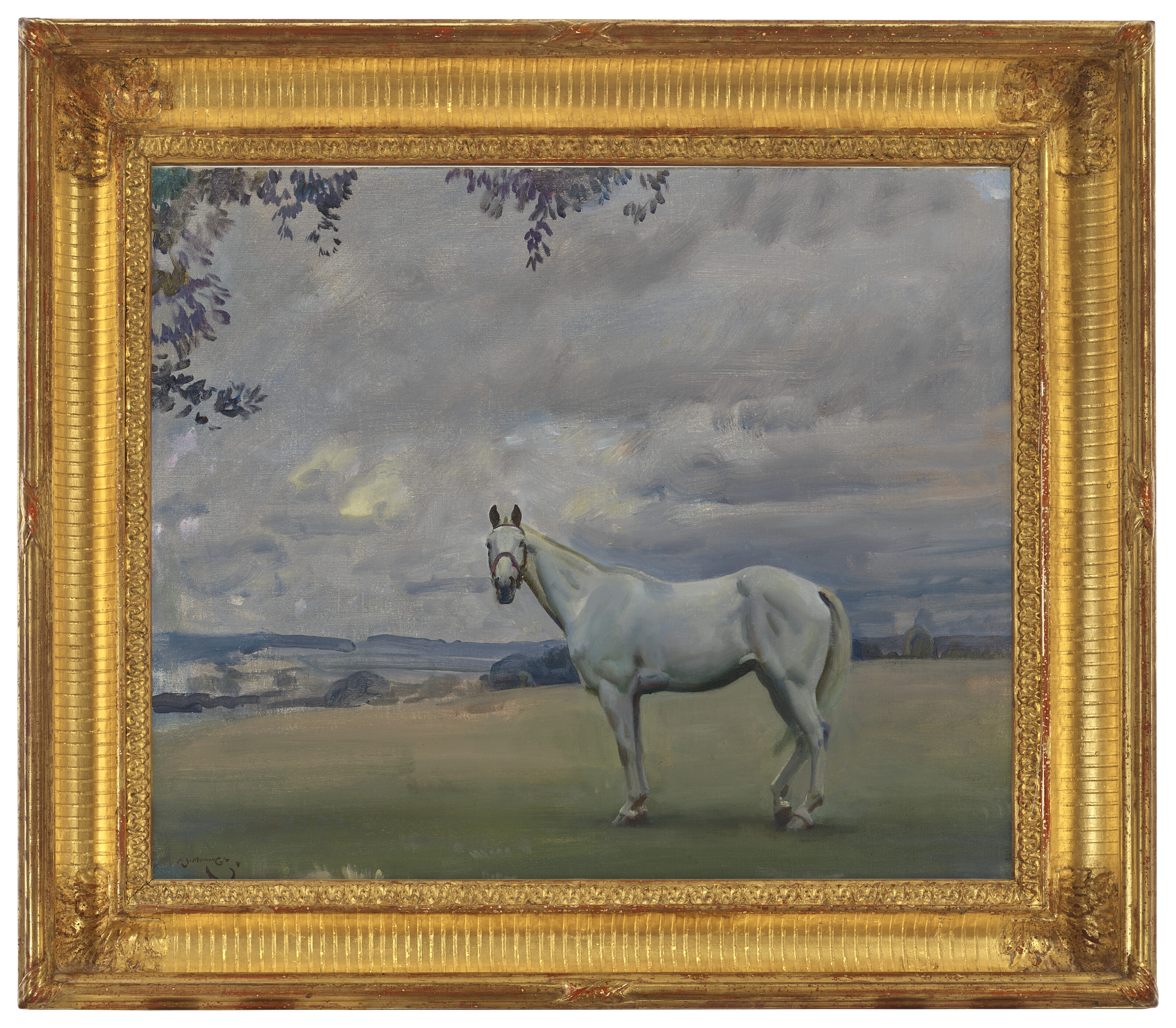 Alfred James Munnings — Серый охотник на обширном ландшафте (справа); Этюд для обширного ландшафта (сзади), изображение 2