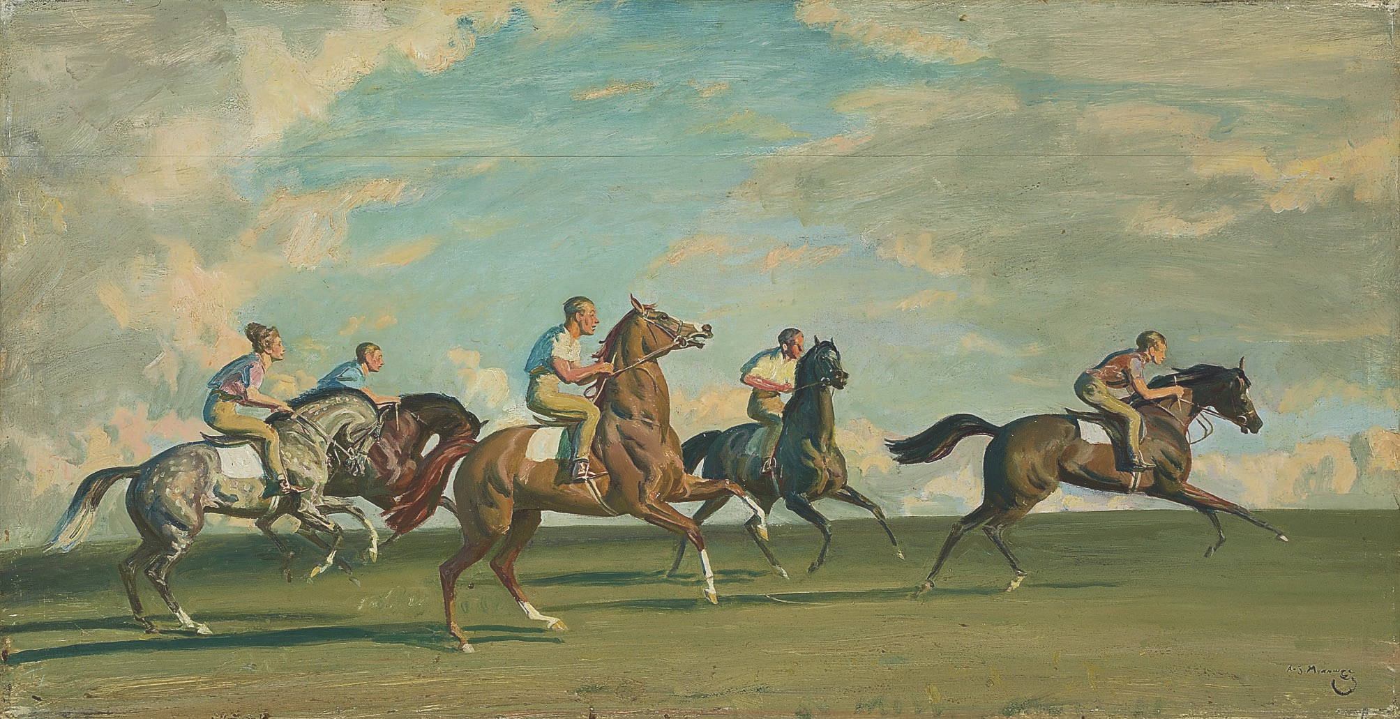 Alfred James Munnings — Раннее утро, Ньюмаркет