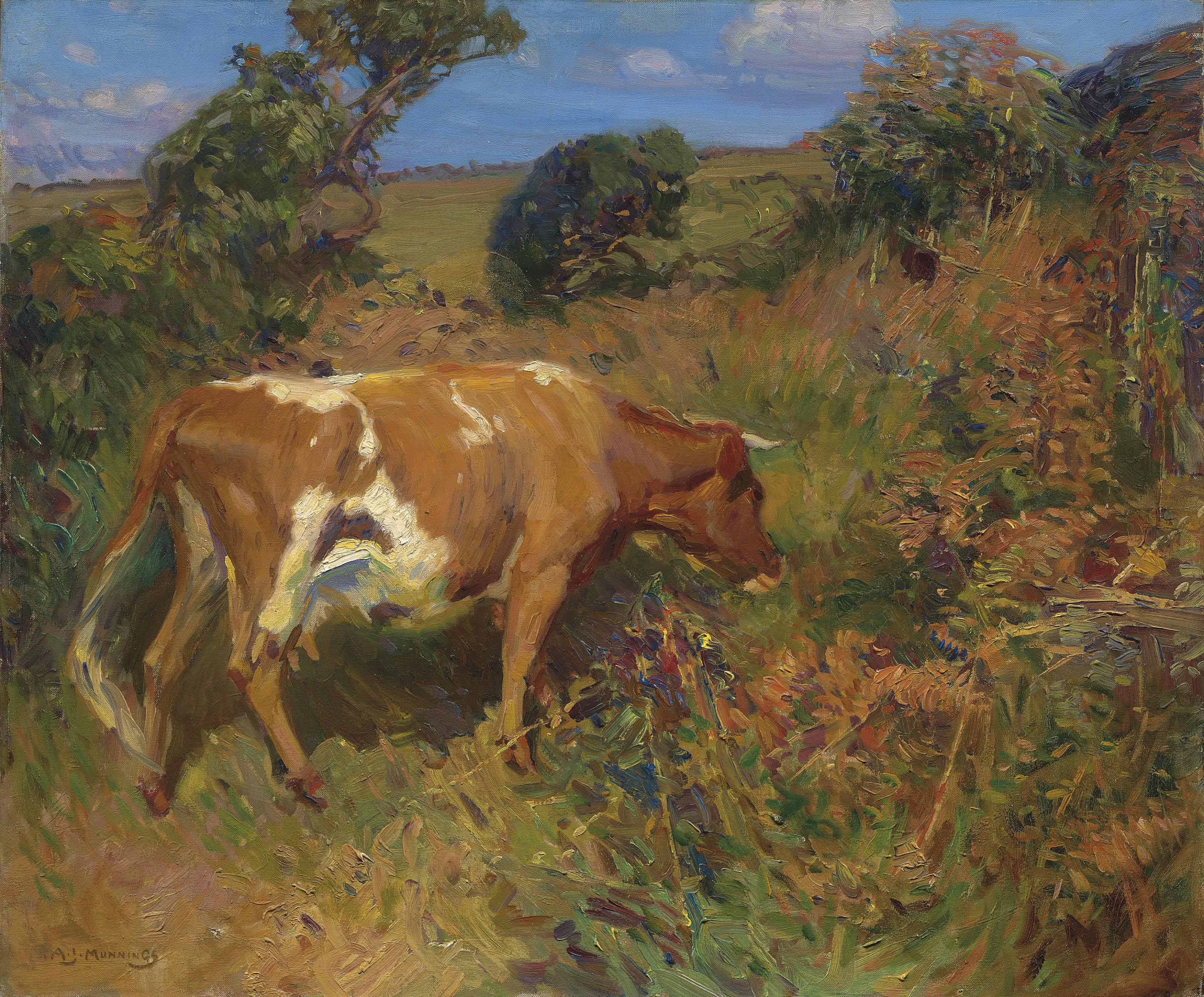 Alfred James Munnings — Корова на фоне пейзажа