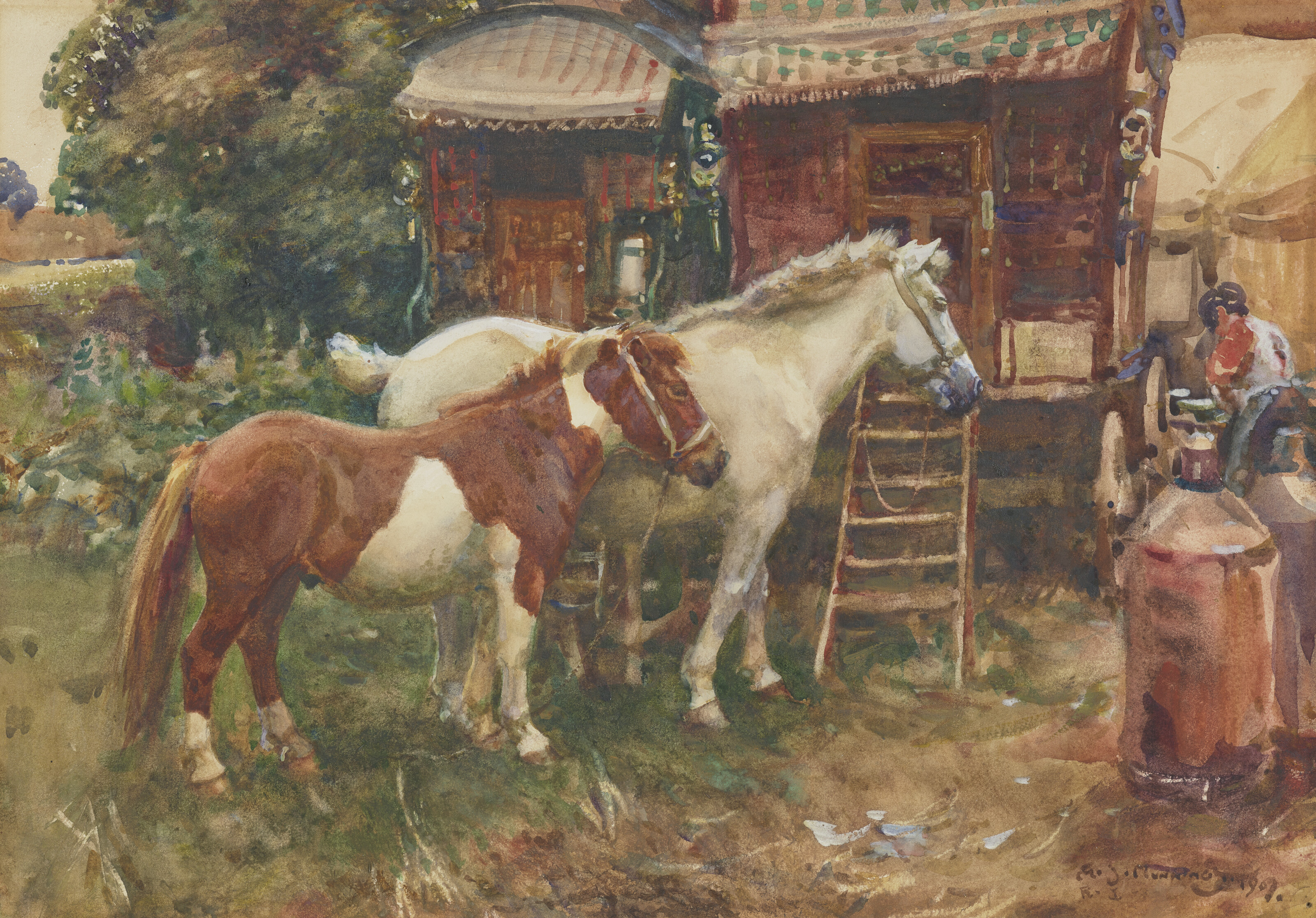 Alfred James Munnings — Угловой причал на ярмарке в Норфолке