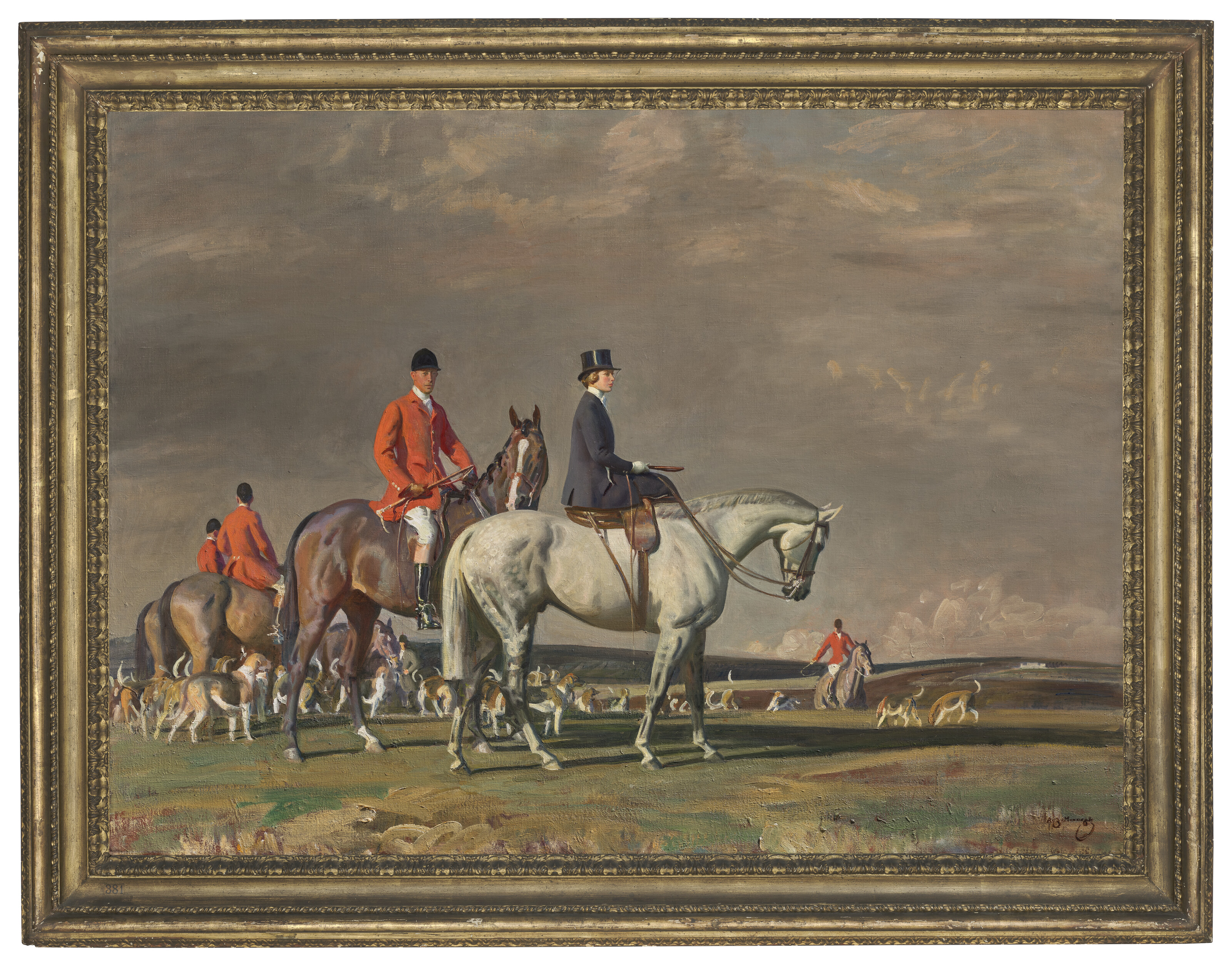 Alfred James Munnings — Ее Королевское Высочество принцесса на "Портумне" и граф Хэрвуд, мастер охоты на Брэмхемских болотах, на "Томми", изображение 2