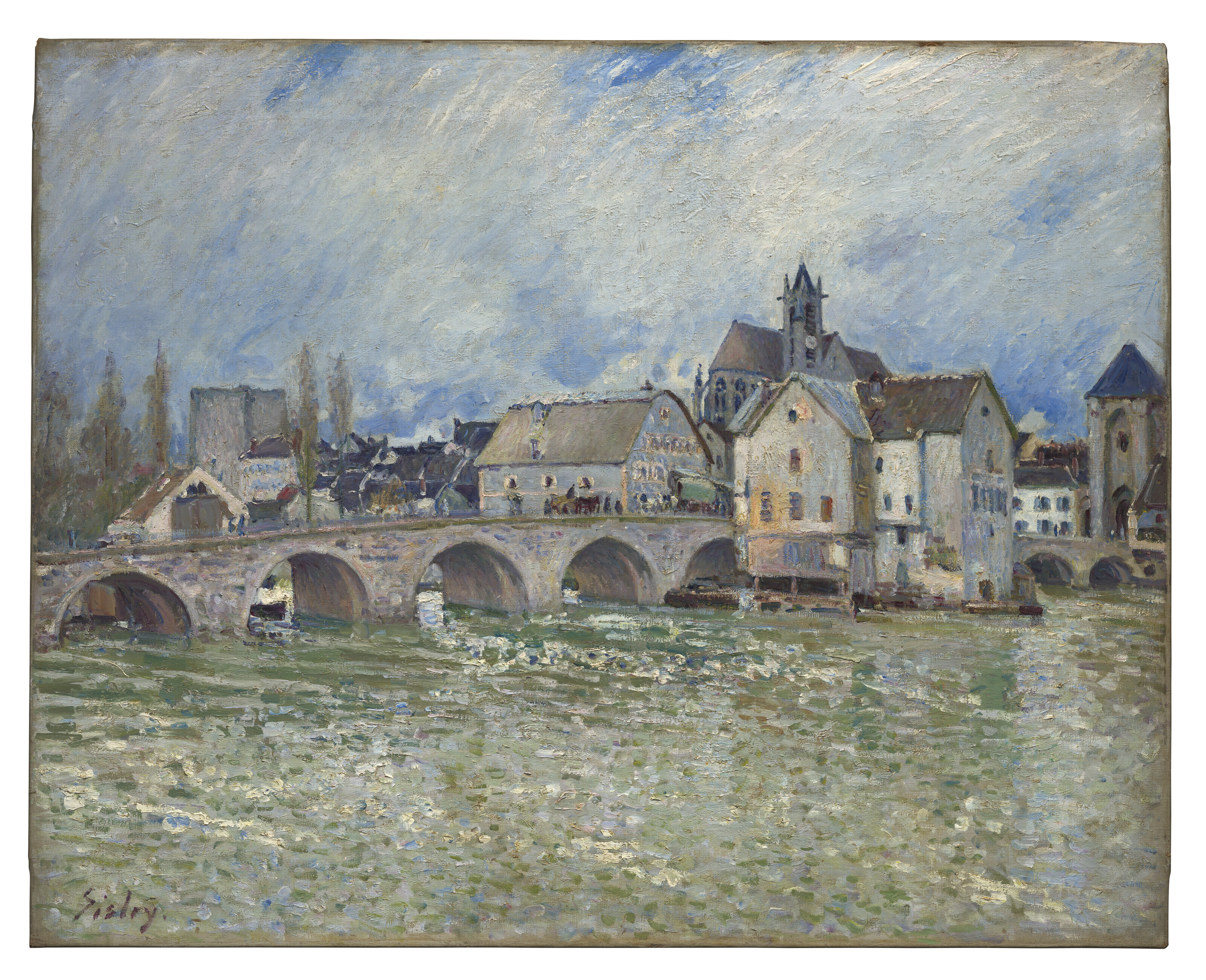 Alfred Sisley — Ле-Пон-де-Морэ-сюр-Луан, временный центр, изображение 2