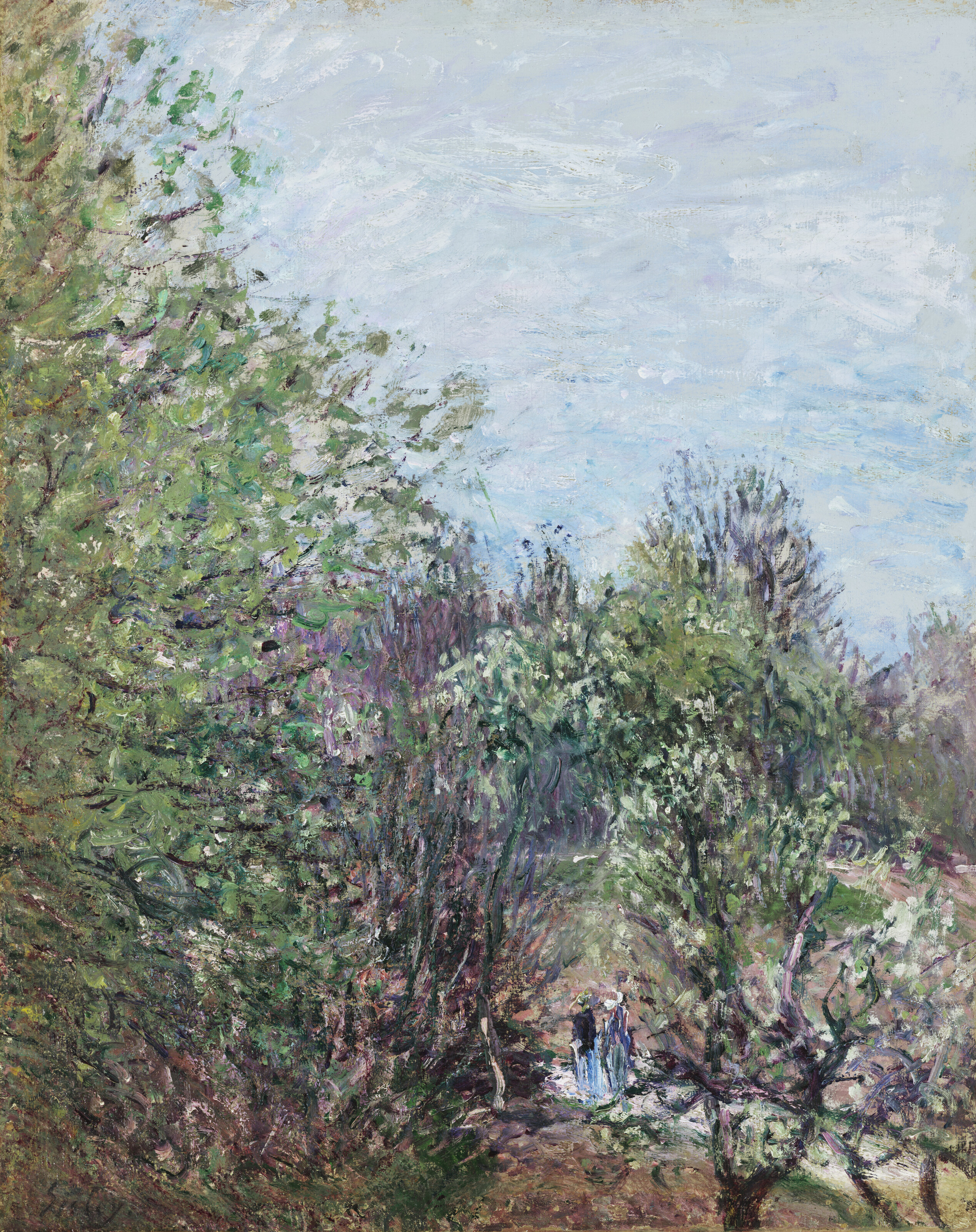Alfred Sisley — Двое персонажей в замке в Буа, Венеция-Надон, изображение 1