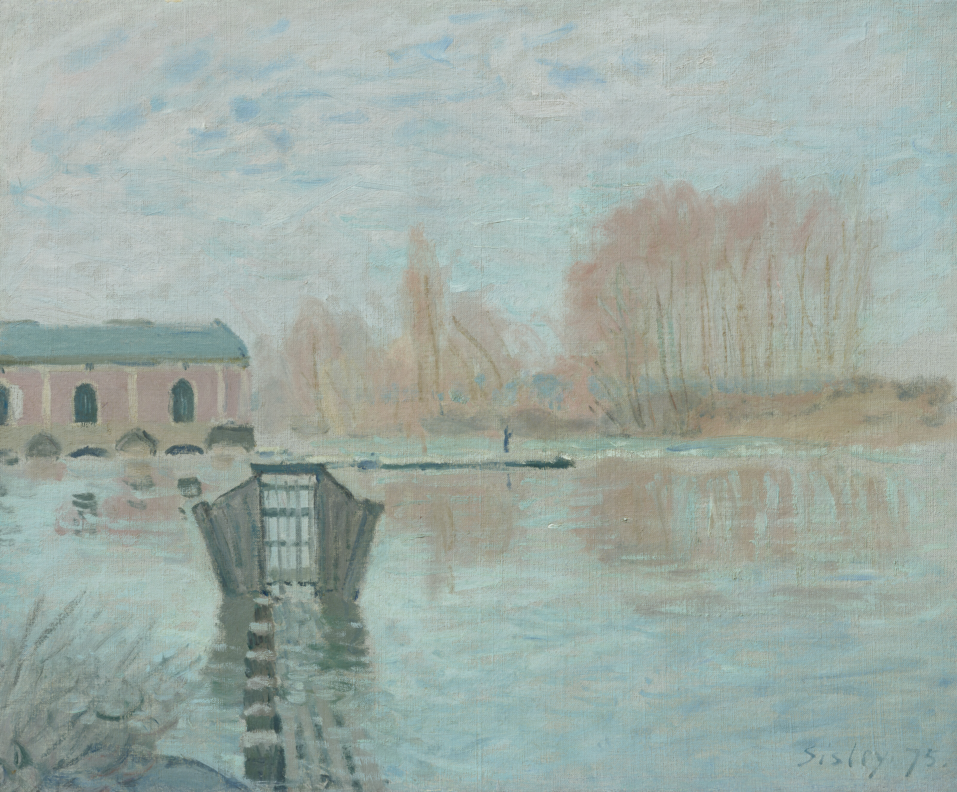 Alfred Sisley — Машина из Марли и заградительный огонь, Буживаль, изображение 1