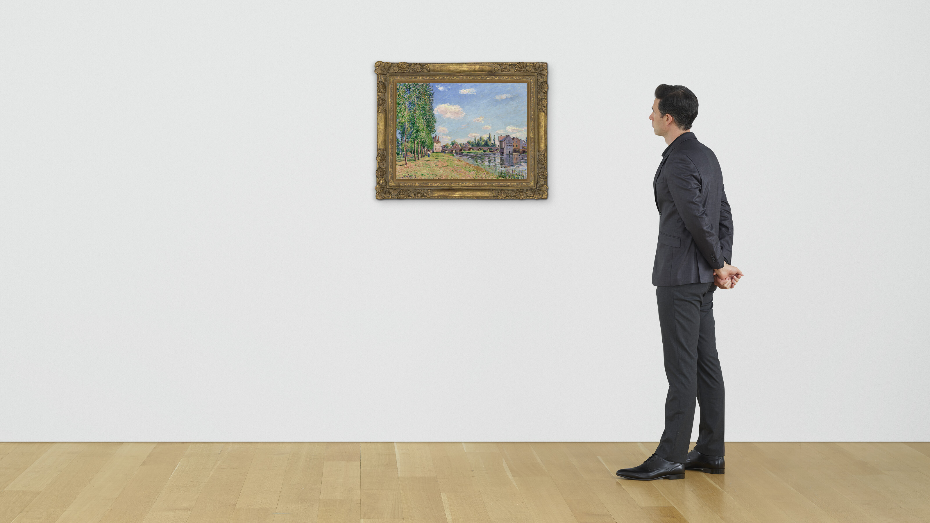 Alfred Sisley — Ле-пон-де-Морэ-сюр-Луан на высоте, изображение 3