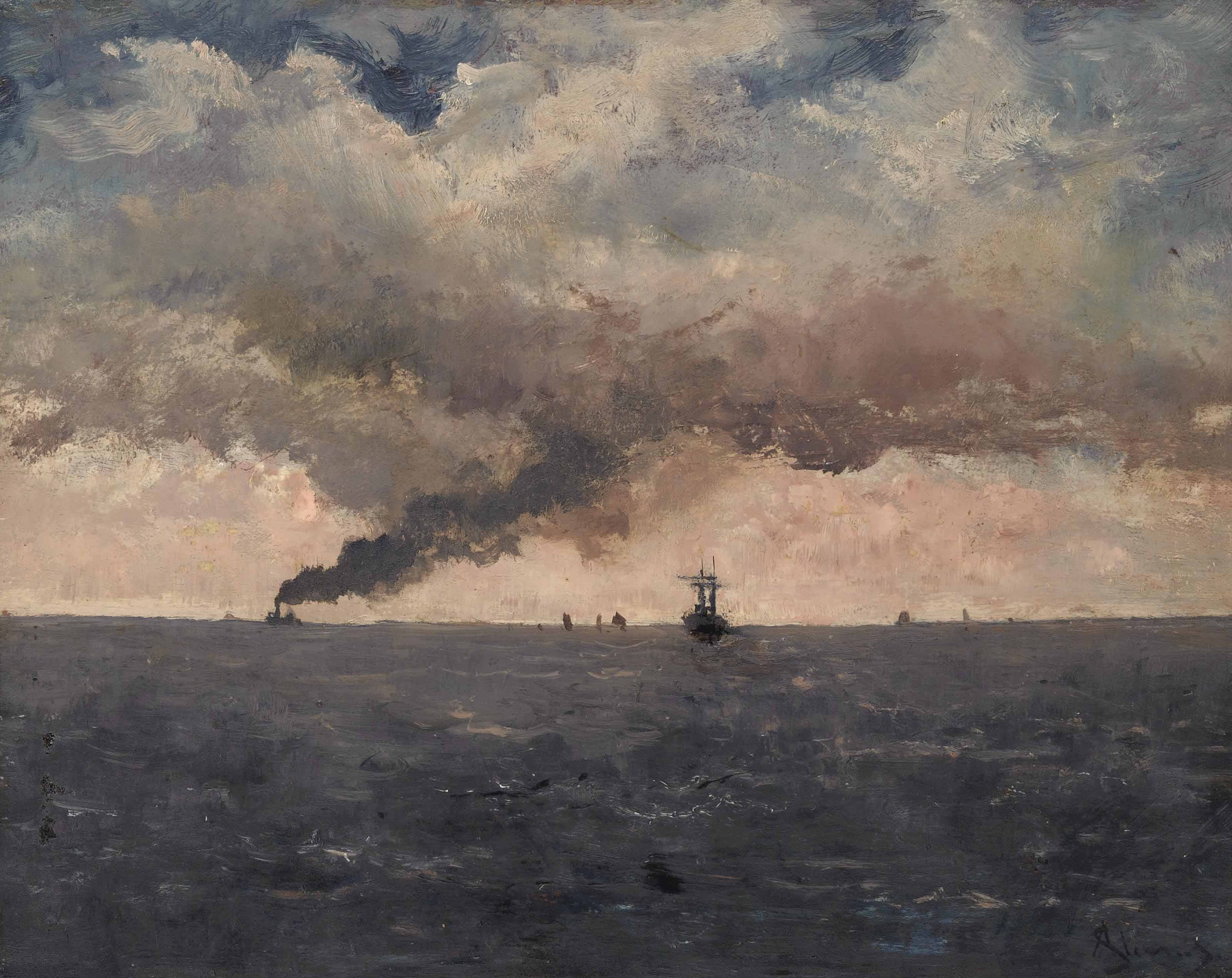 Alfred Stevens — Пароходы в море