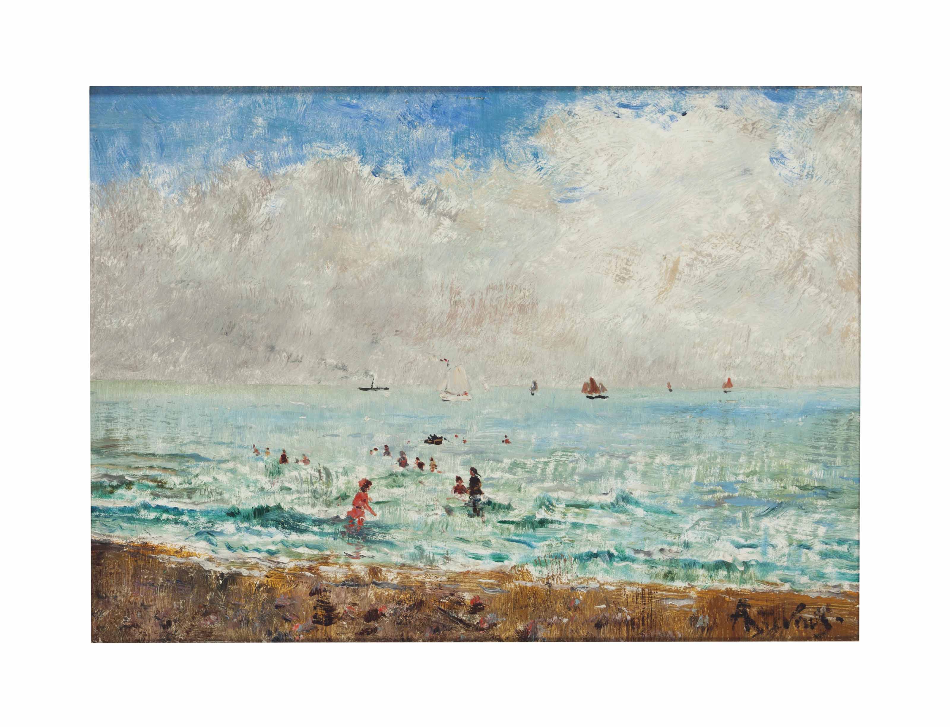 Alfred Stevens — Дети, играющие в волнах