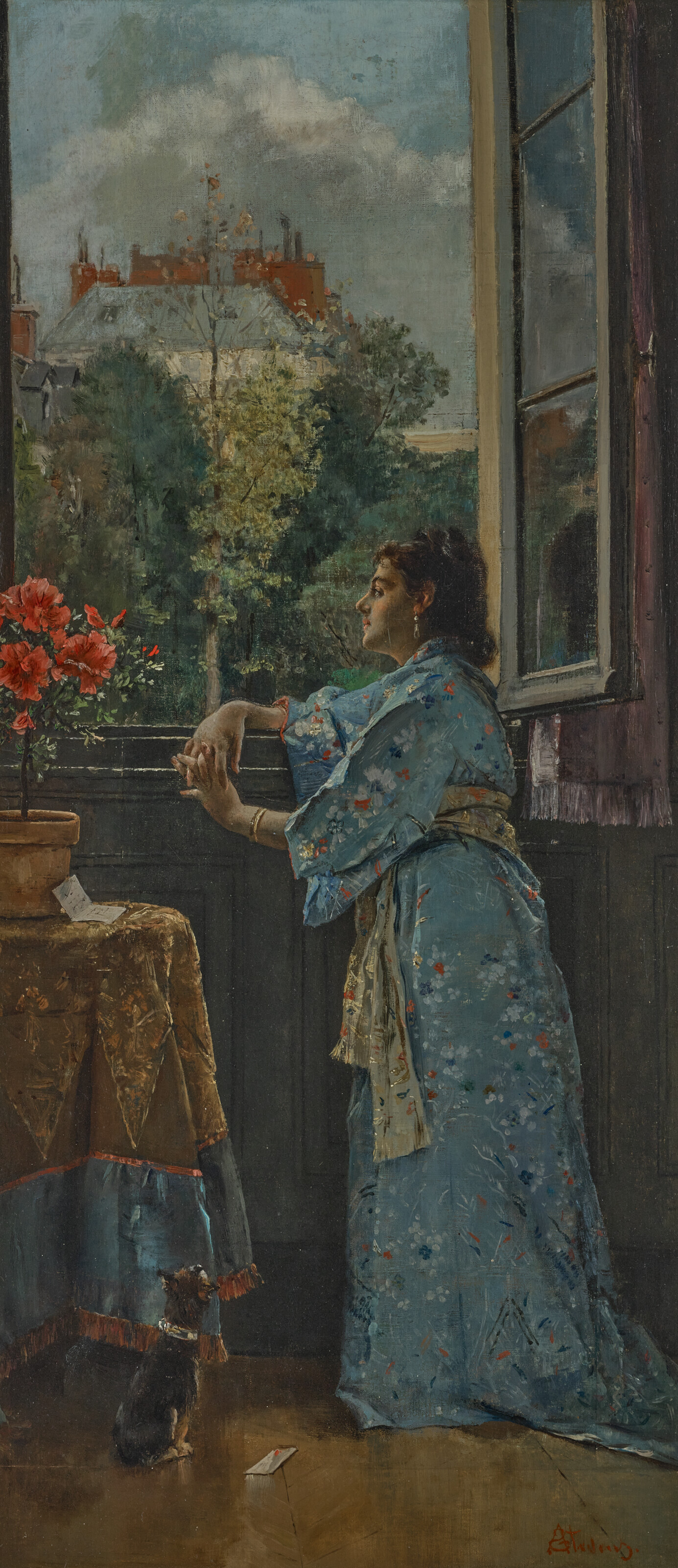 Alfred Stevens — У женщины на виду (Голубое кимоно)