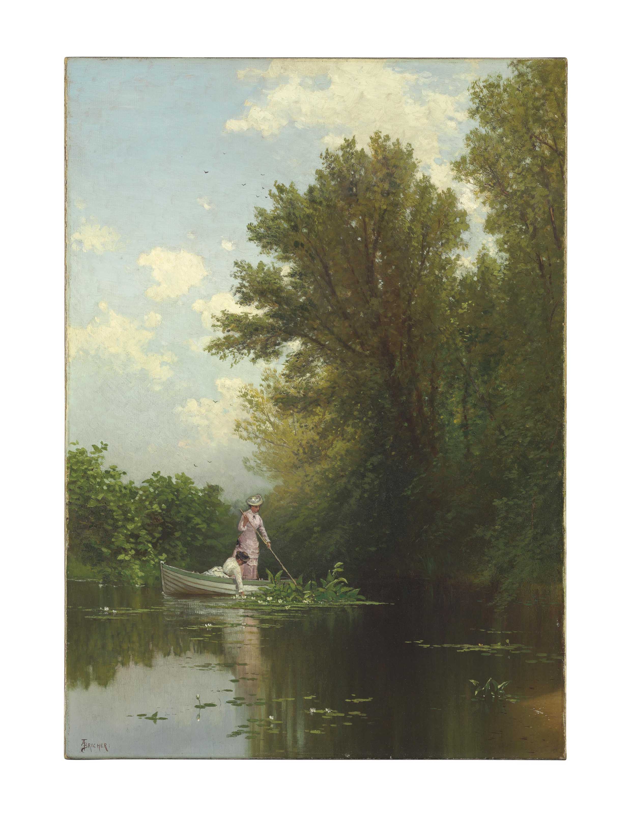 Alfred Thompson Bricher — Сбор водяных лилий в Керзонз-Миллс, Ньюберипорт, Массачусетс