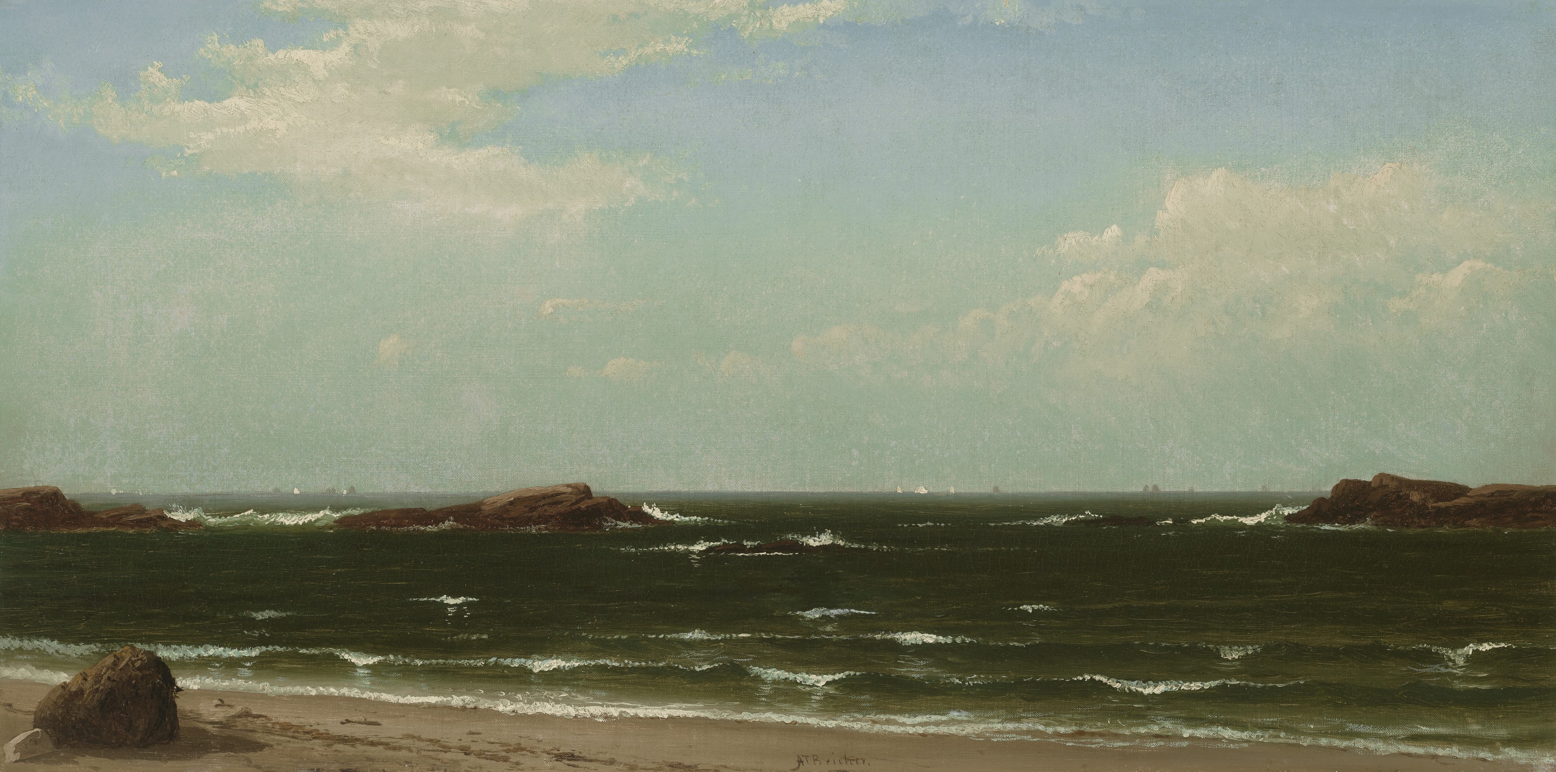 Alfred Thompson Bricher — На пляже — Самый разгар дня