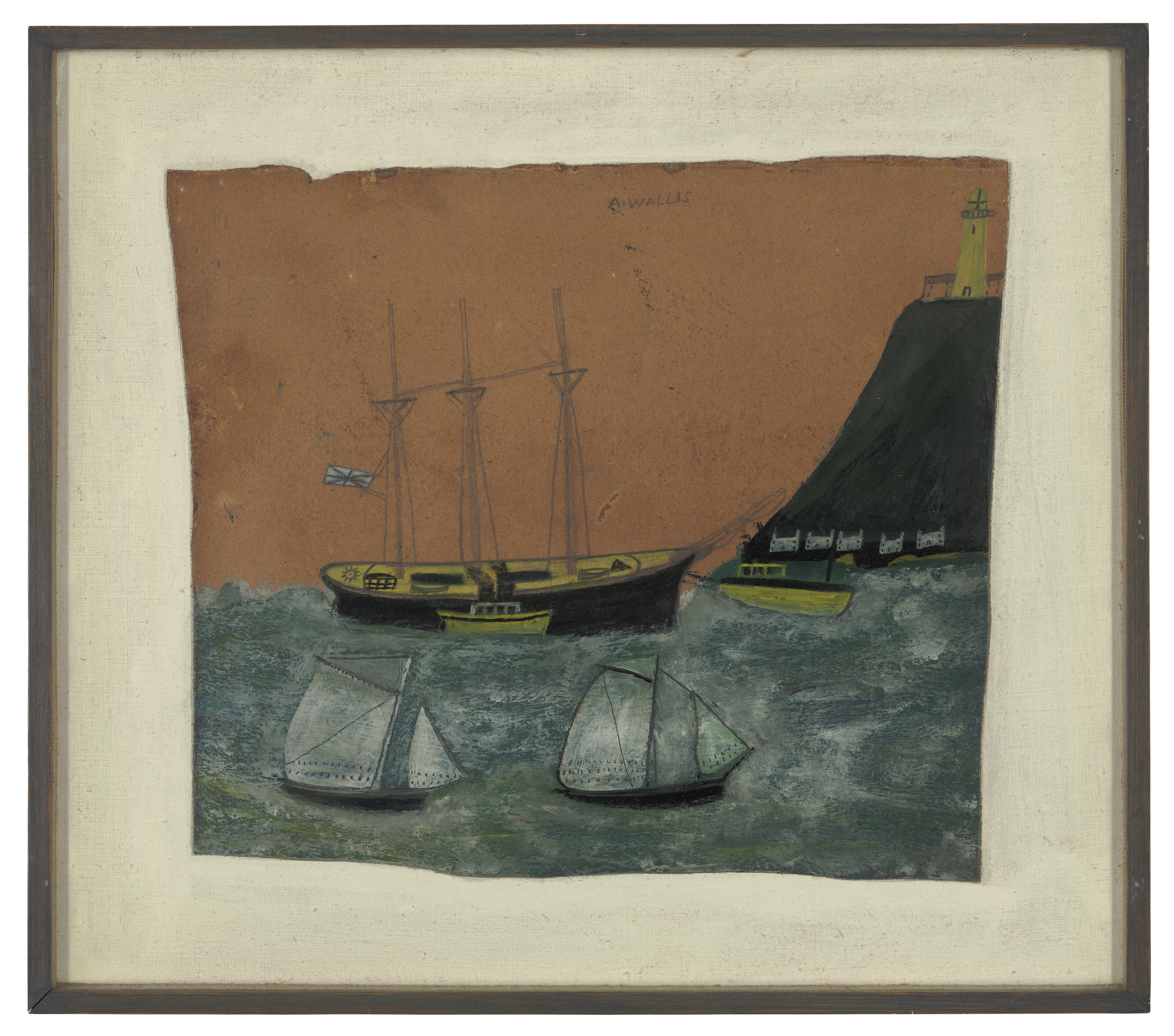 Alfred Wallis — Лодки, утес и маяк, изображение 2