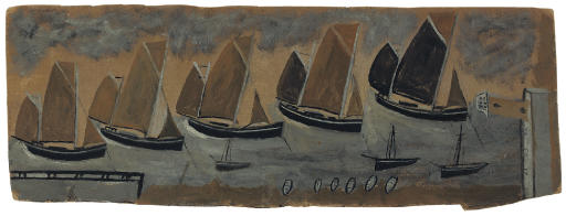 Alfred Wallis — Гавань Сент-Айвза с пятью парусными лодками
