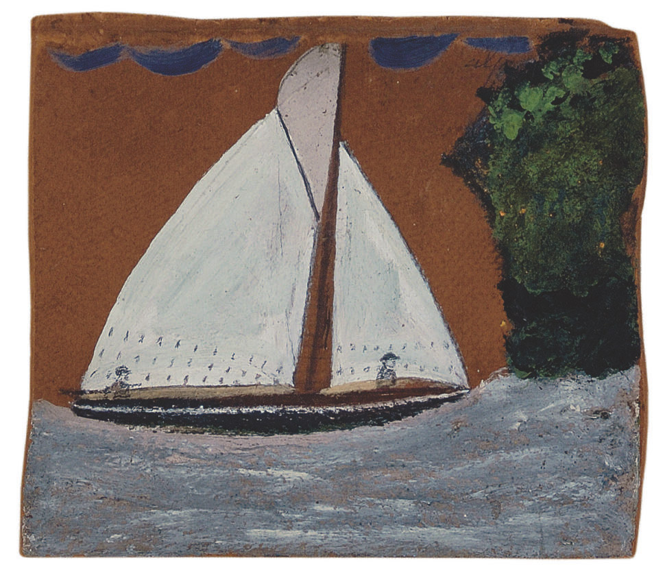 Alfred Wallis — Парусник на фоне коричневого неба