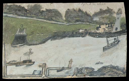 Alfred Wallis — Сцена в гавани с замком и маяком