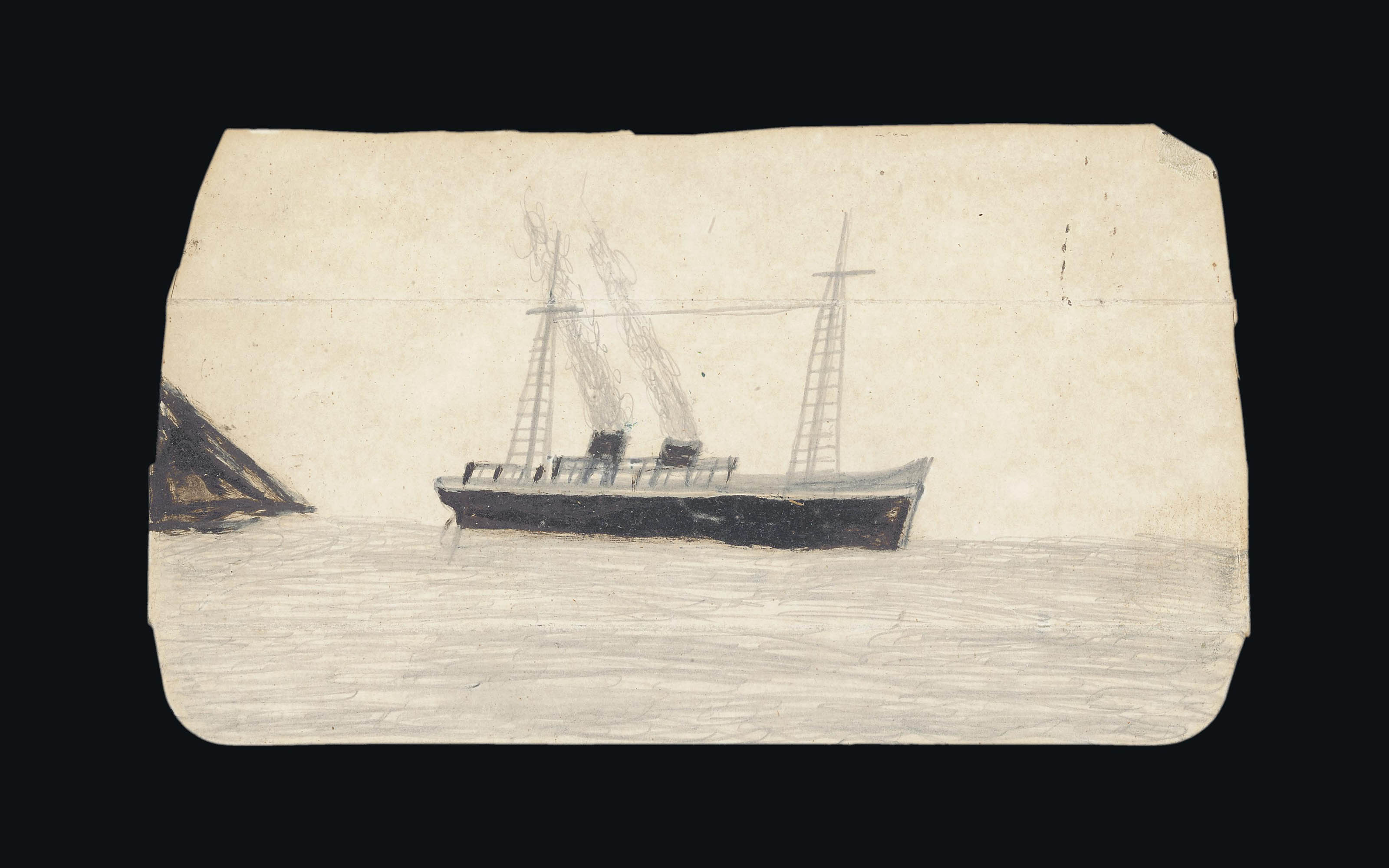 Alfred Wallis — Корабль проходит мимо скалы