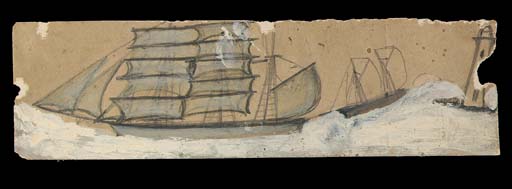 Alfred Wallis — Парусная лодка на всех парусах, изображенная на рождественской открытке от Армии спасения