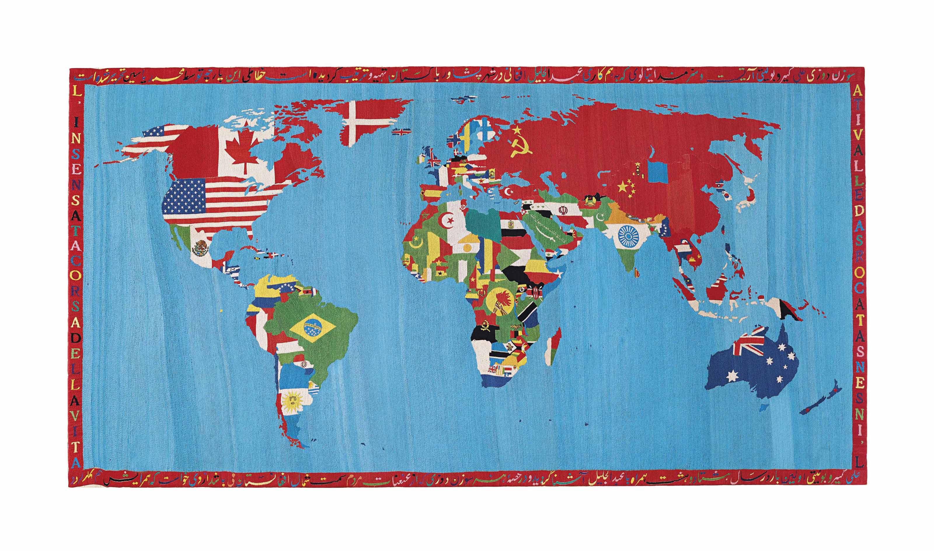 Alighiero Boetti — Карта мира - Внутренняя часть жизни (Карта мира - бессмысленный жизненный путь)