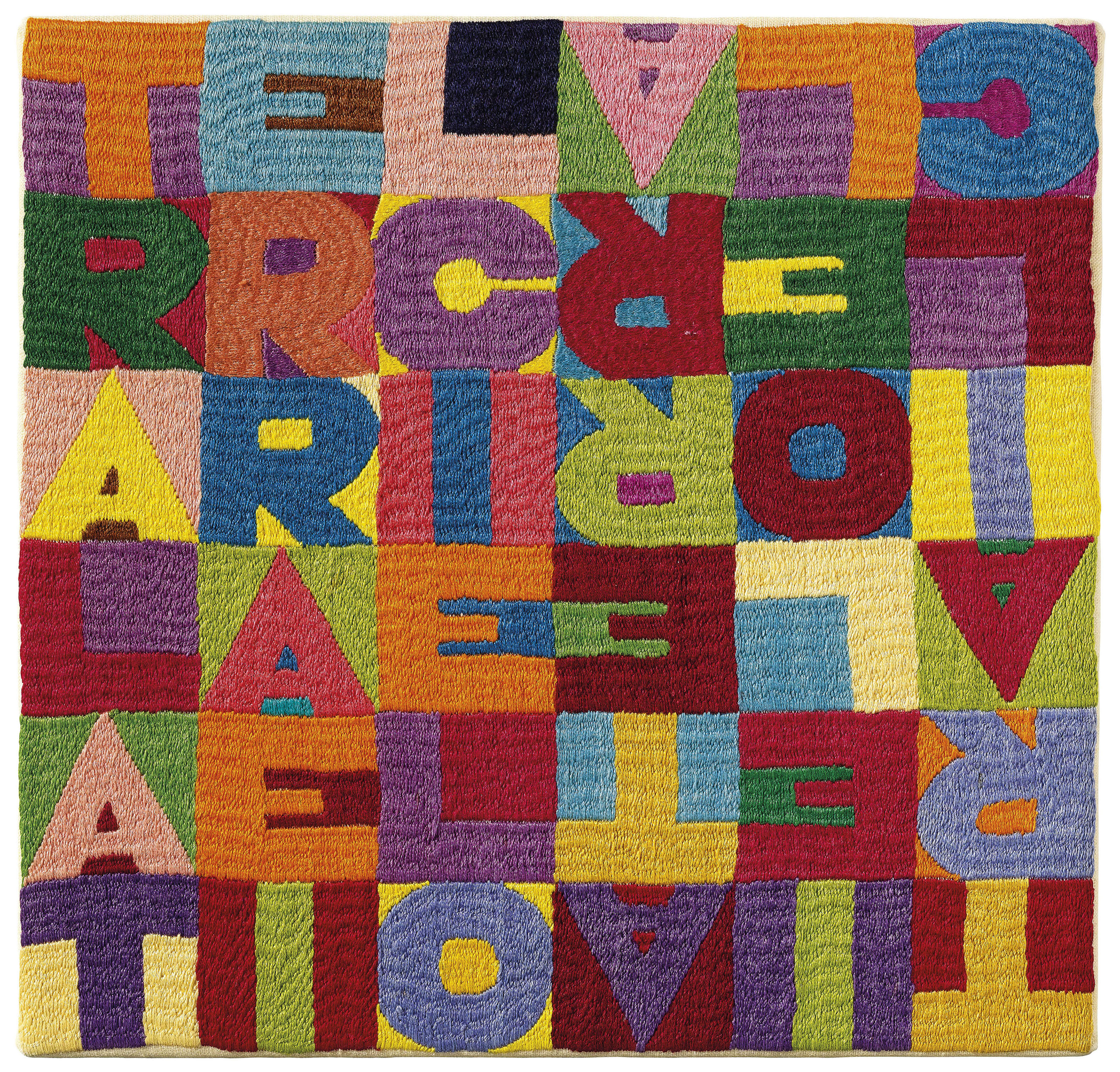Alighiero Boetti — (i) "Тра иль сьело и ла терра", "тра иль терра иль сьело" (Между небом и Землей, между Землей и небом), дважды подписанная "Алигьеро и Боэтти" (внахлест), вышивка на канве размером 9 ¼ x 97/8 дюймов (24 x 25 см). Эта работа, выполненная около 1987 года, зарегистрирована в Архиве Алигьеро Боэтти в Риме под № 4896 и сопровождается сертификатом подлинности. (ii) Складывать и разворачивать вышивку на канве размером 9 ¼ х 9 ¼ дюйма. (23,5 х 23,5 см.) Эта работа, выполненная около 1990 года, зарегистрирована в Архиве Алигьеро Боэтти в Риме под номером 8569 и сопровождается сертификатом подлинности. (iii) Вышивка "Un pozzo senza fine" ("Бесконечный колодец") на холсте размером 9 3/8 x 9 3/8 дюйма (24 x 24 см), выполненная около 1981 г. Эта работа зарегистрирована в архиве Алигьеро Боэтти, Рим, под № 7222 и сопровождается сертификатом подлинности. (iv) "Быть на гребне волны" (Essere sulla cresta dell'onda) с подписью, датой и надписью "Алигьеро и боэтти ПЕШАВАР ОТ афганского НАРОДА, 1990" (на обороте) вышивка на канве размером 8 5/8 x 8 ¼ дюйма (22 x 21 см) Выполнена в 1990 году. зарегистрирован в Архиве Алигьеро Боэтти, Рим, под № 4893 и сопровождается сертификатом подлинности. (v) Изящная вышивка на холсте размером 6 ½ x 6 ½ дюйма (16,5 x 16,5 см). Эта работа, выполненная около 1987 года, зарегистрирована в Архиве Алигьеро Боэтти в Риме под № 8244 и сопровождается сертификатом подлинности. (vi) Вышивка в стиле брачча консерте (со скрещенными руками) на канве размером 6 7/8 x 6 7/8 дюймов (17,5 x 17,5 см). Эта работа, выполненная около 1993 года, зарегистрирована в Архиве Алигьеро Боэтти в Риме под № 7331 и сопровождается сертификатом подлинности. (vii) Вышивка "Между собакой и волком" на канве 7 х 6,7/8 дюймов (18 х 17,5 см). Эта работа, выполненная около 1994 года, зарегистрирована в Архиве Алигьеро Боэтти в Риме под номером 8570 и сопровождается сертификатом подлинности. (viii) Вышивка "Il tesoro nascosto" ("Спрятанное сокровище") на канве размером 6 7/8 x 7 дюймов (17,5 x 18 см). Эта работа, выполненная около 1994 года, зарегистрирована в Архиве Алигьеро Боэтти в Риме под номером 8572 и сопровождается сертификатом подлинности. (ix) Вышивка Talvolta sole talvolta luna (иногда Солнце, а иногда Луна) на канве размером 8 5/8 x 8 7/8 дюймов (22 x 22,5 см). Эта работа, выполненная около 1994 года, зарегистрирована в Архиве Алигьеро Боэтти в Риме под номером 8571 и сопровождается сертификатом подлинности., изображение 2