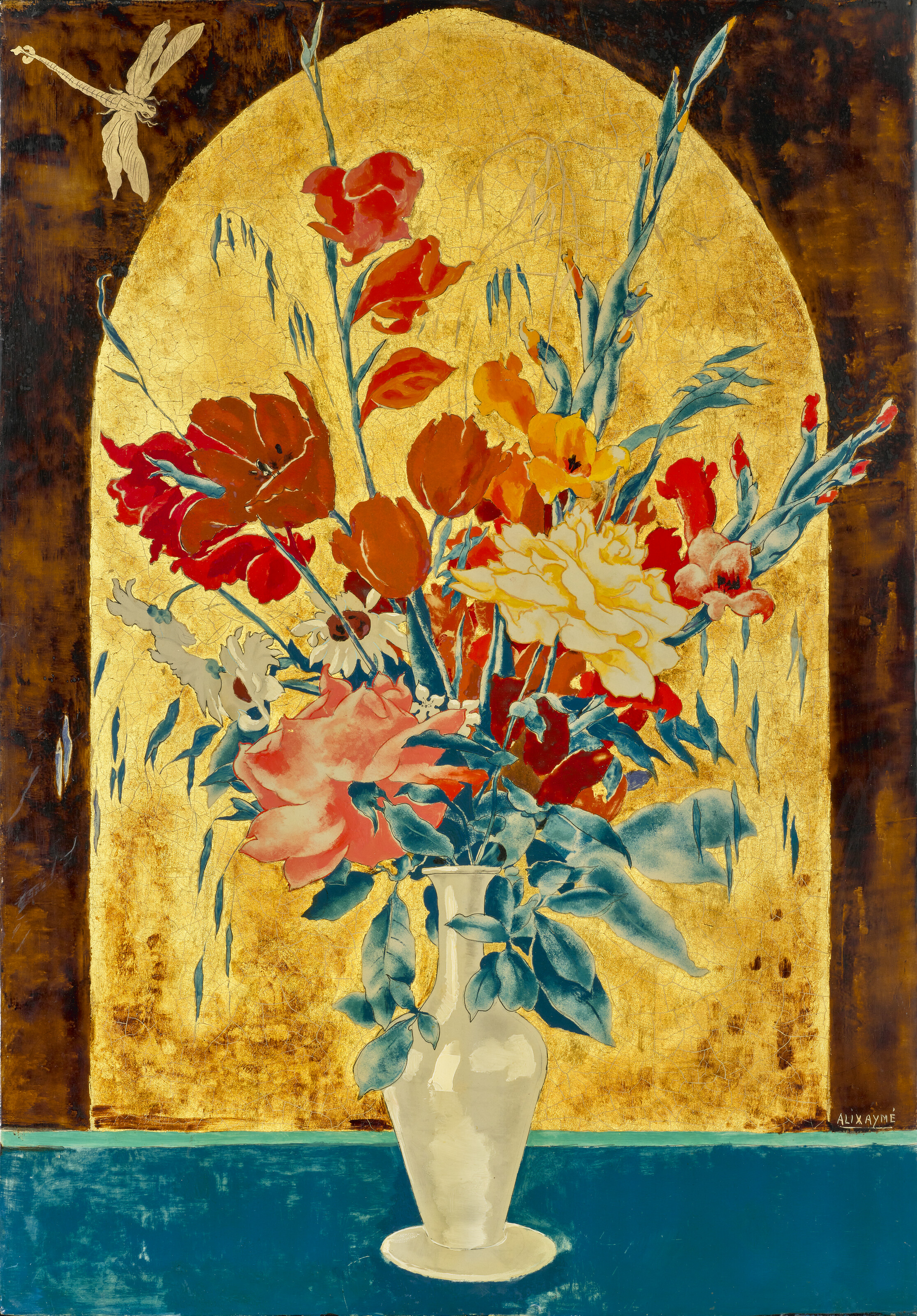 Alix Aymé — Vase de fleurs et libellule (Ваза с цветами и стрекозой)