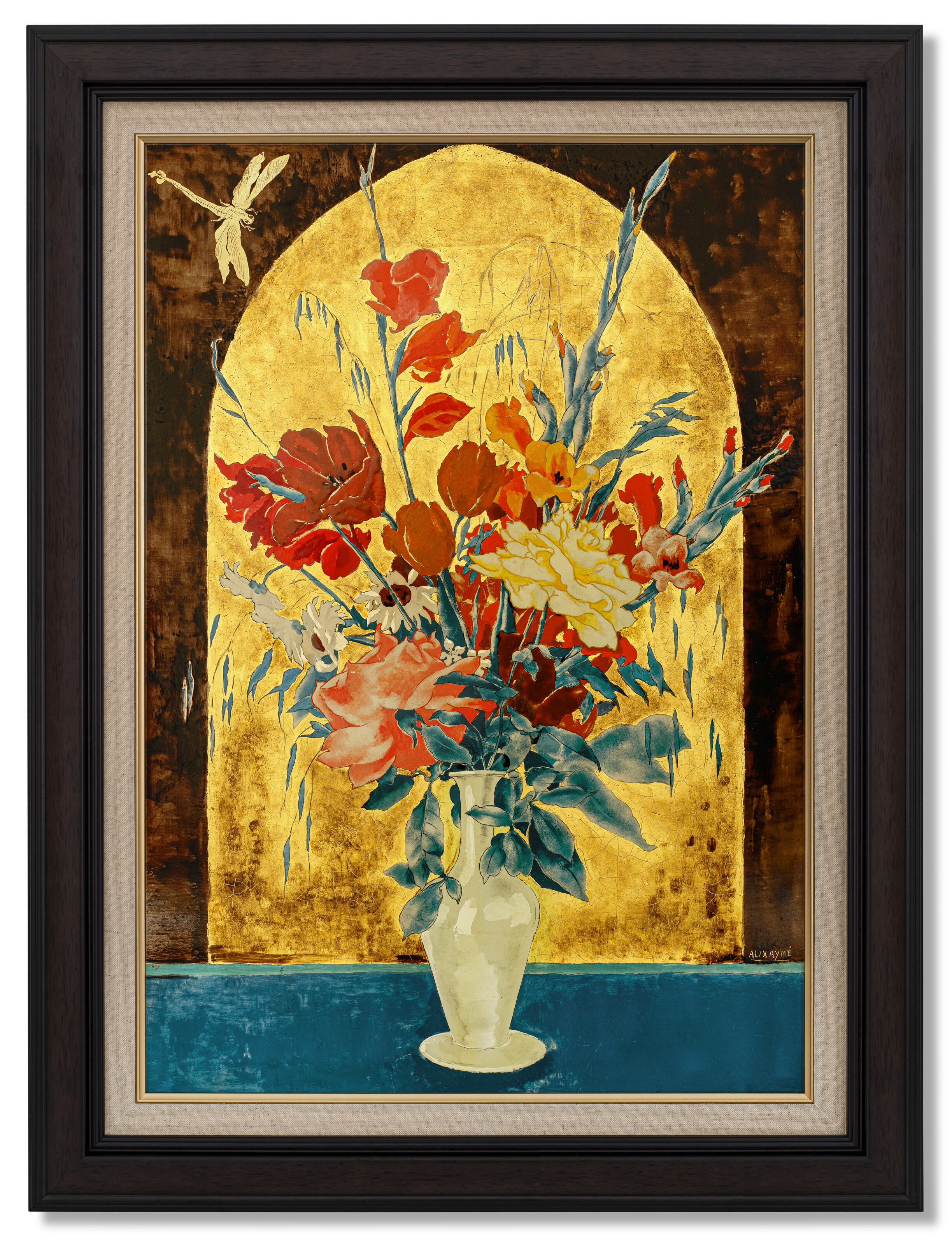 Alix Aymé — Vase de fleurs et libellule (Ваза с цветами и стрекозой), изображение 2